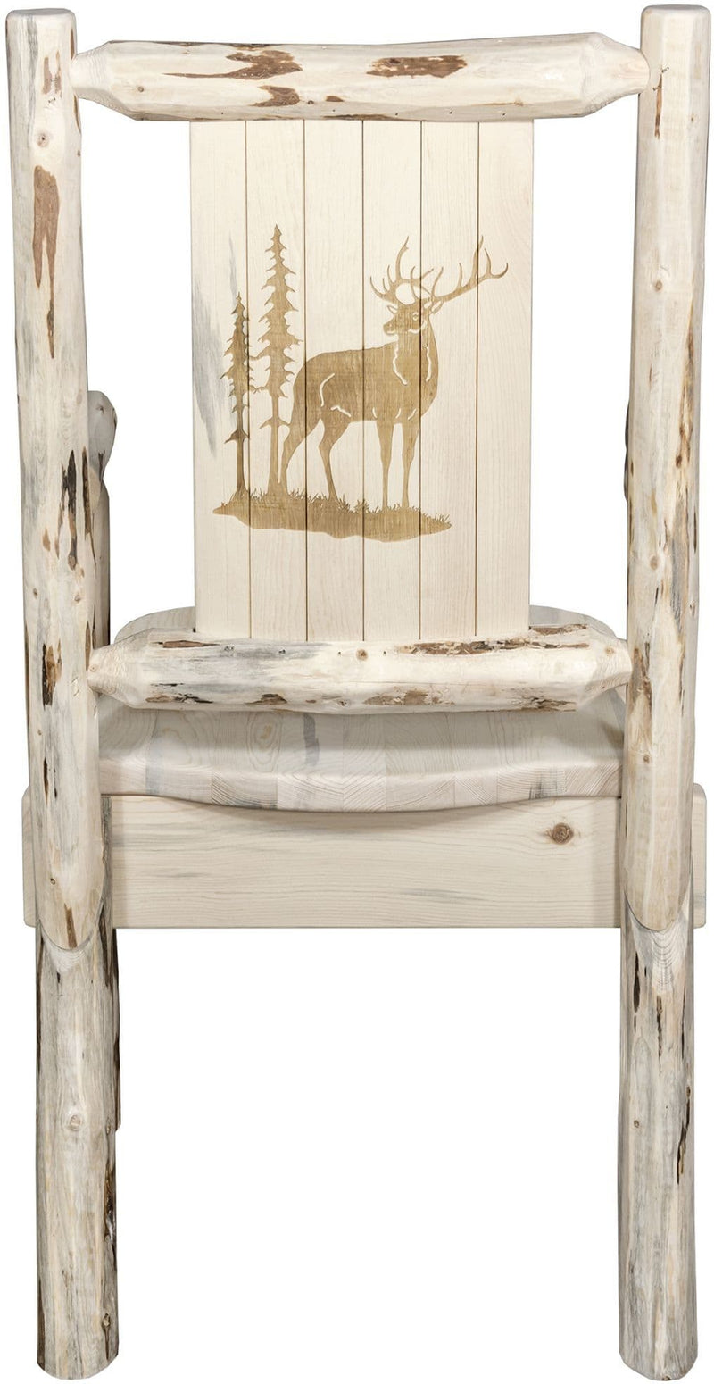 Montana Woodworks Montana Collection Captain's Chair with Laser Engraved Design - Ready to Finish-Rustic Furniture Marketplace