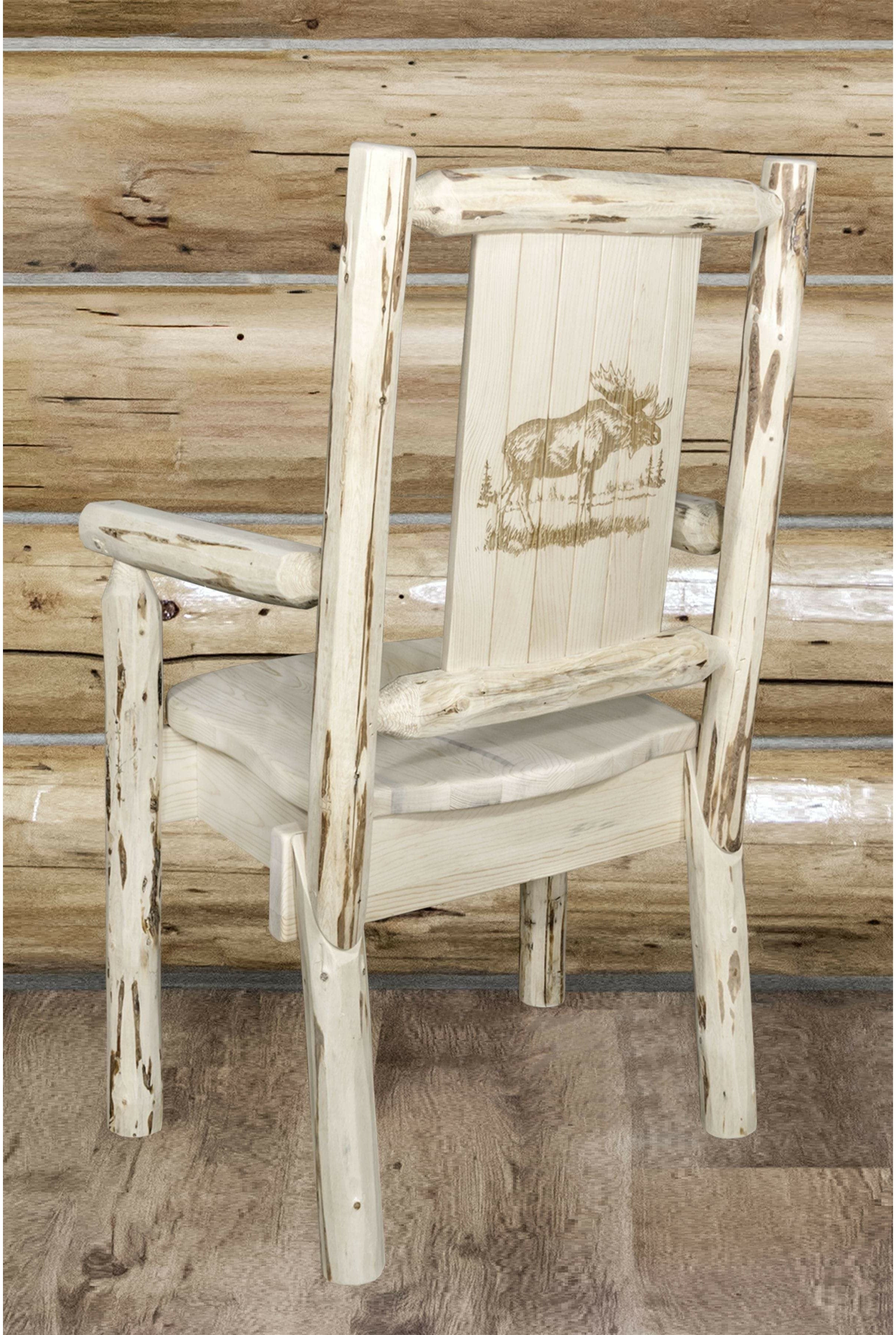 Montana Woodworks Montana Collection Captain's Chair with Laser Engraved Design - Ready to Finish-Rustic Furniture Marketplace