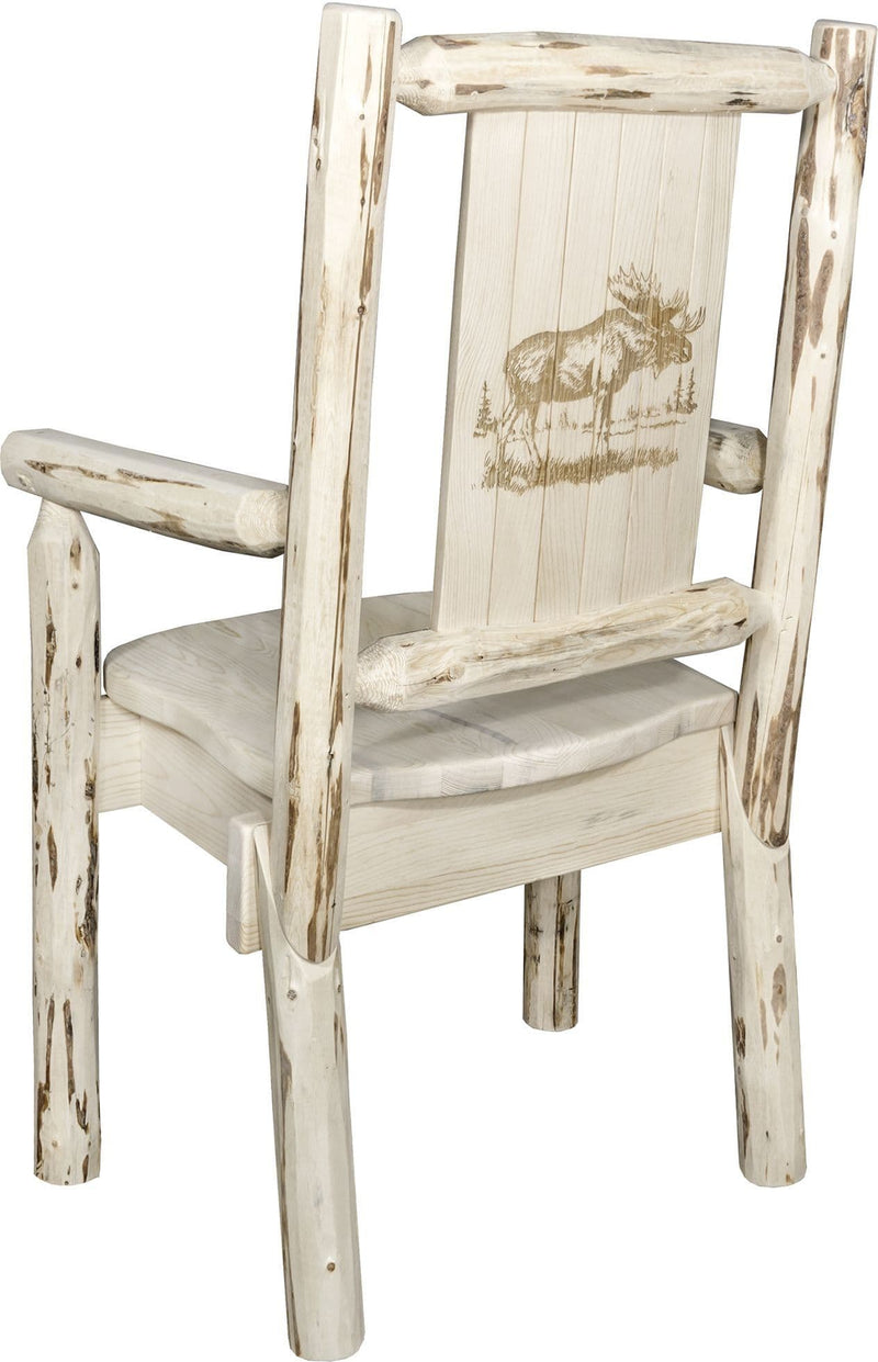 Montana Woodworks Montana Collection Captain's Chair with Laser Engraved Design - Ready to Finish-Rustic Furniture Marketplace