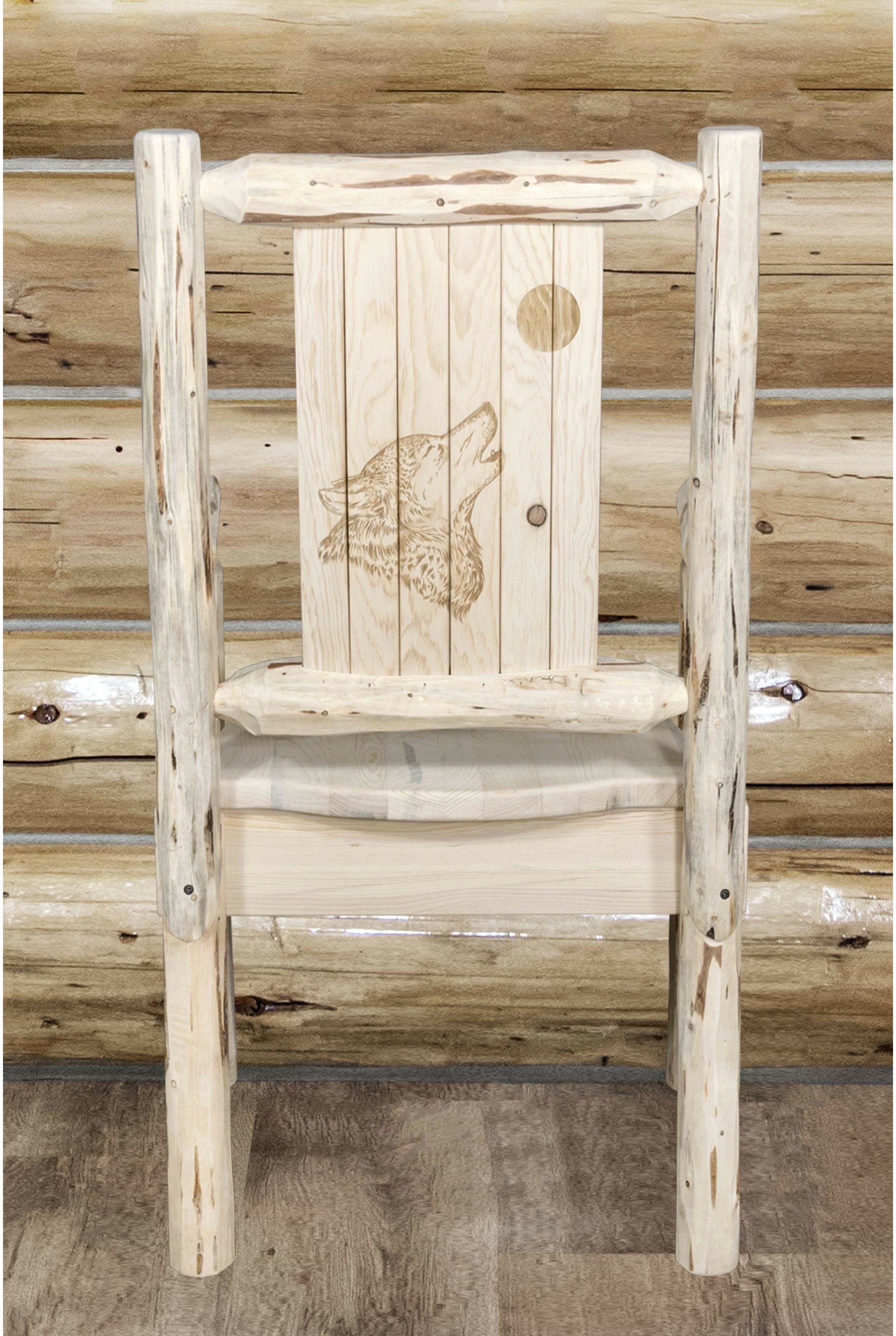 Montana Woodworks Montana Collection Captain's Chair with Laser Engraved Design - Ready to Finish-Rustic Furniture Marketplace