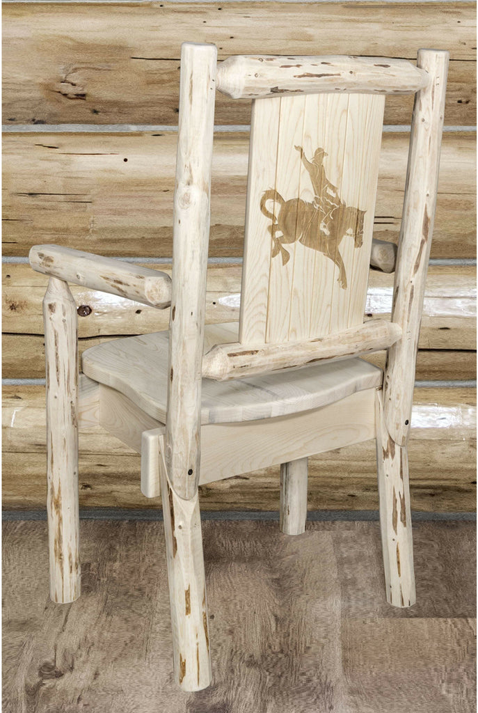 Montana Woodworks Montana Collection Captain's Chair with Laser Engraved Design - Ready to Finish-Rustic Furniture Marketplace