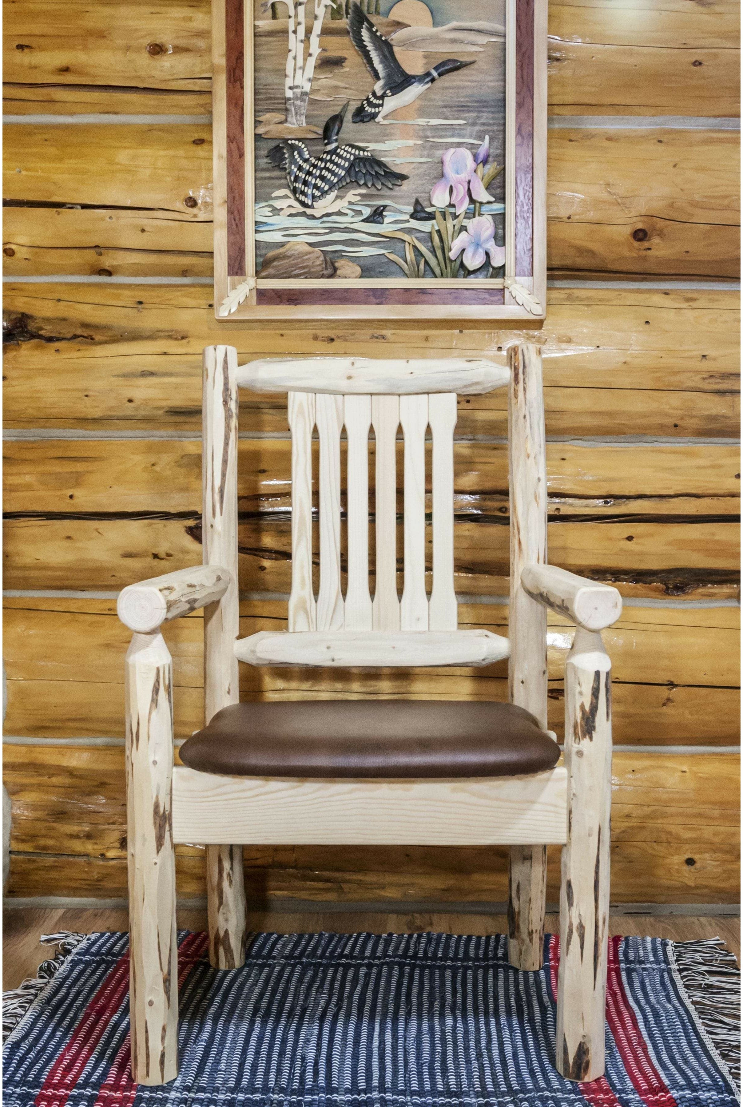 Montana Woodworks Montana Collection Captain's Chair with Upholstered Seat-Rustic Furniture Marketplace