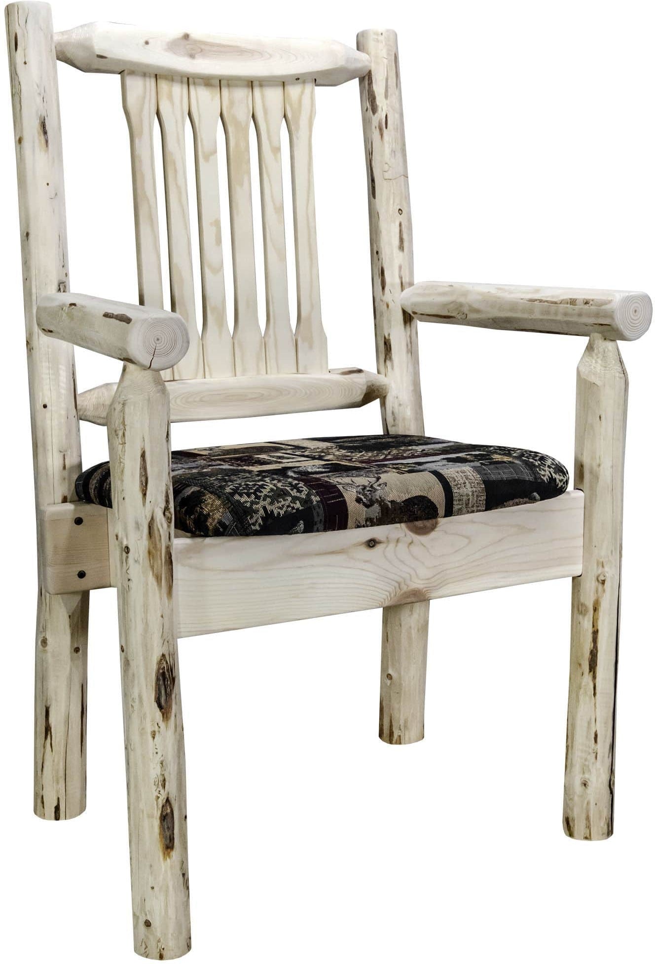 Montana Woodworks Montana Collection Captain's Chair with Upholstered Seat-Rustic Furniture Marketplace