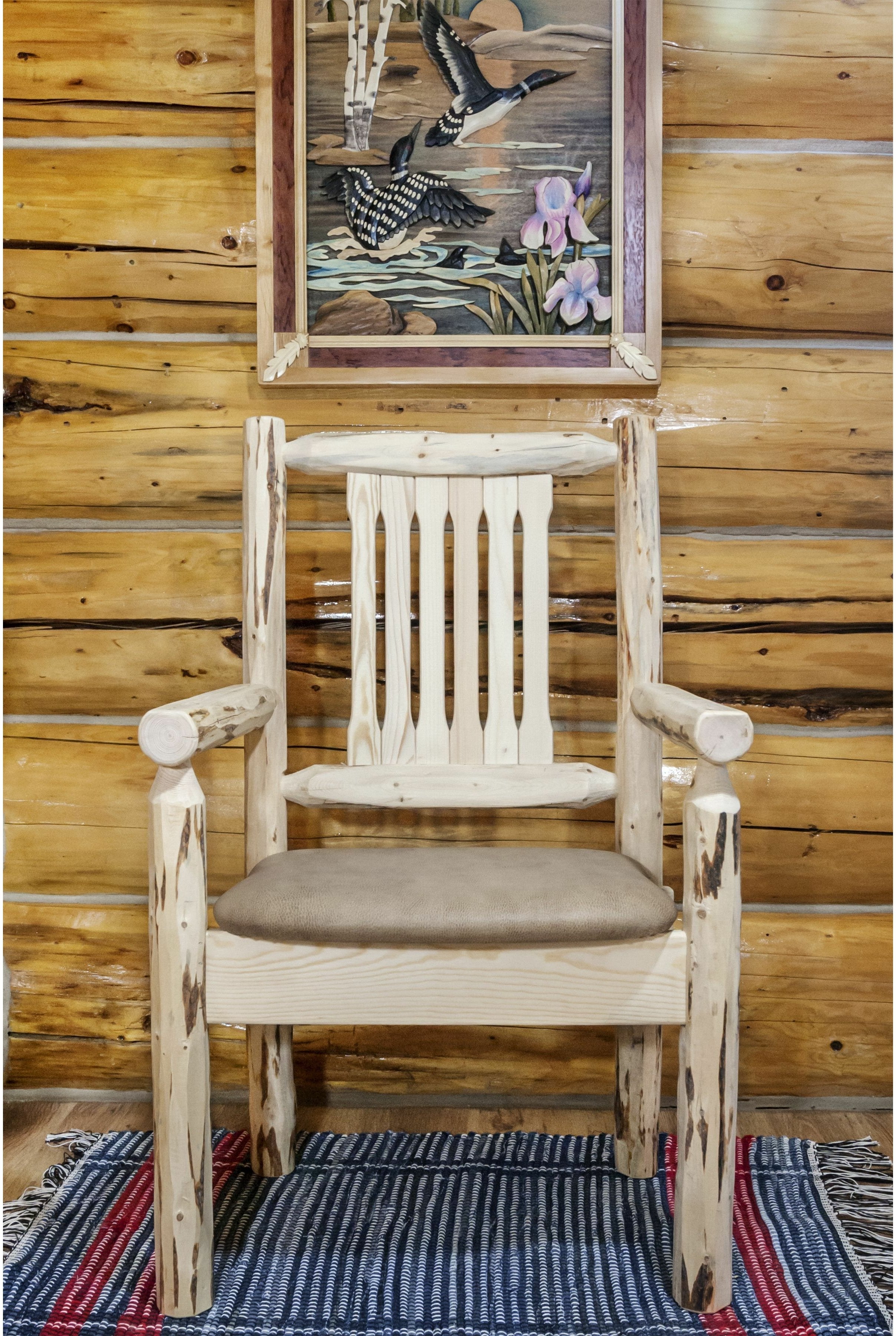 Montana Woodworks Montana Collection Captain's Chair with Upholstered Seat-Rustic Furniture Marketplace