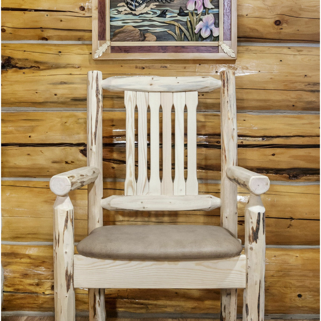 Montana Woodworks Montana Collection Captain's Chair with Upholstered Seat-Rustic Furniture Marketplace