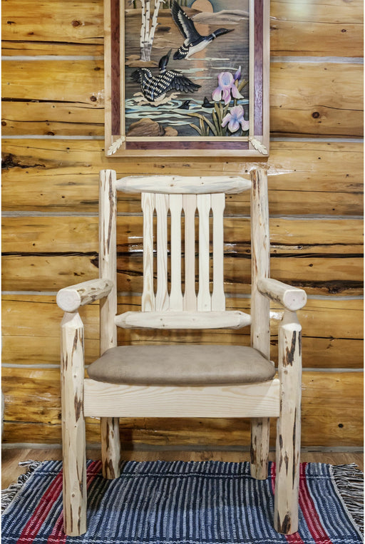 Montana Woodworks Montana Collection Captain's Chair with Upholstered Seat-Rustic Furniture Marketplace