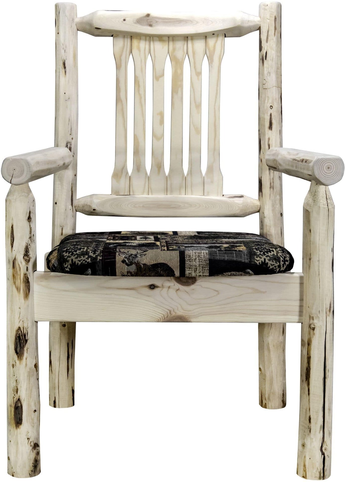 Montana Woodworks Montana Collection Captain's Chair with Upholstered Seat-Rustic Furniture Marketplace