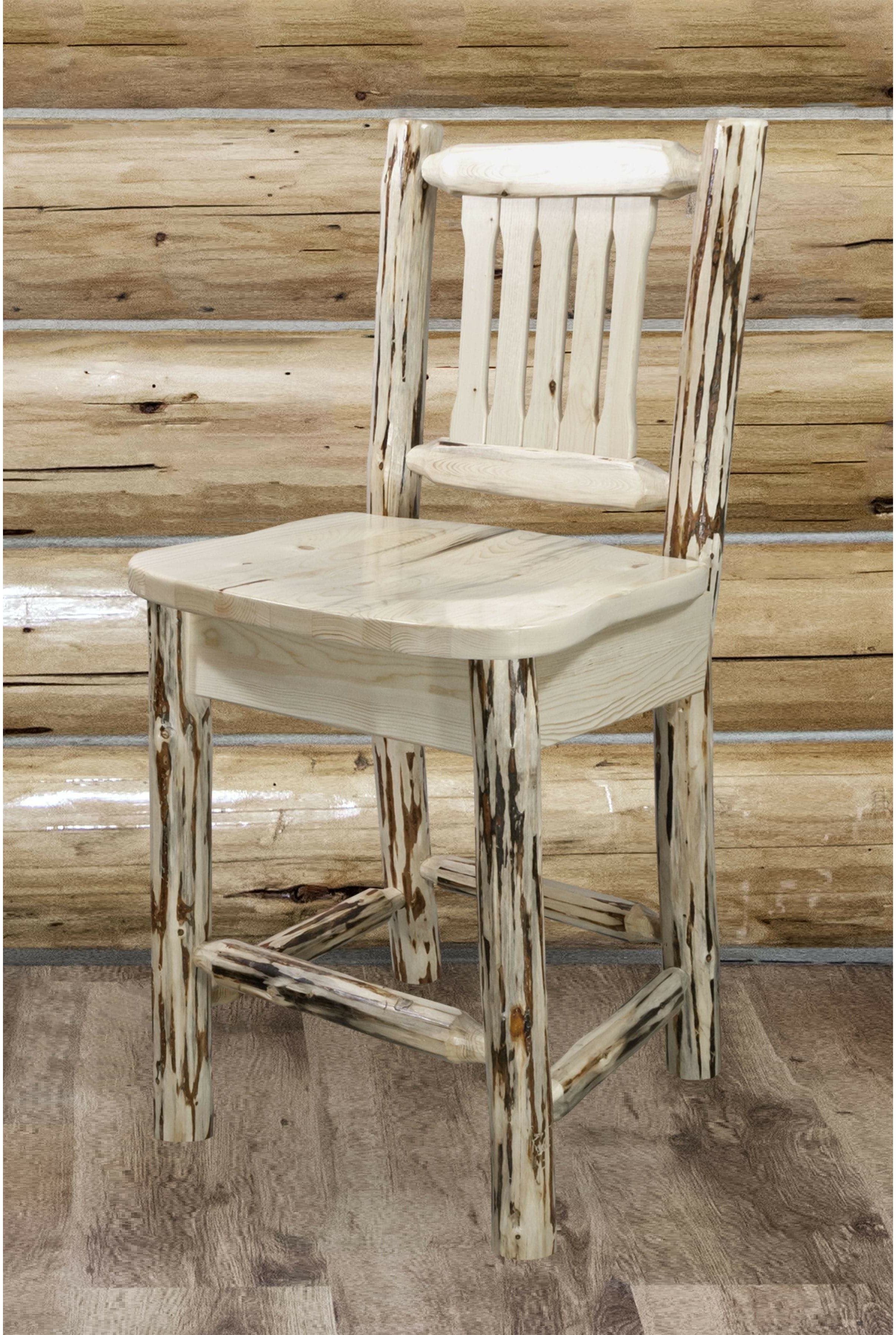 Montana Woodworks Montana Collection Counter Height Barstool with Back-Rustic Furniture Marketplace