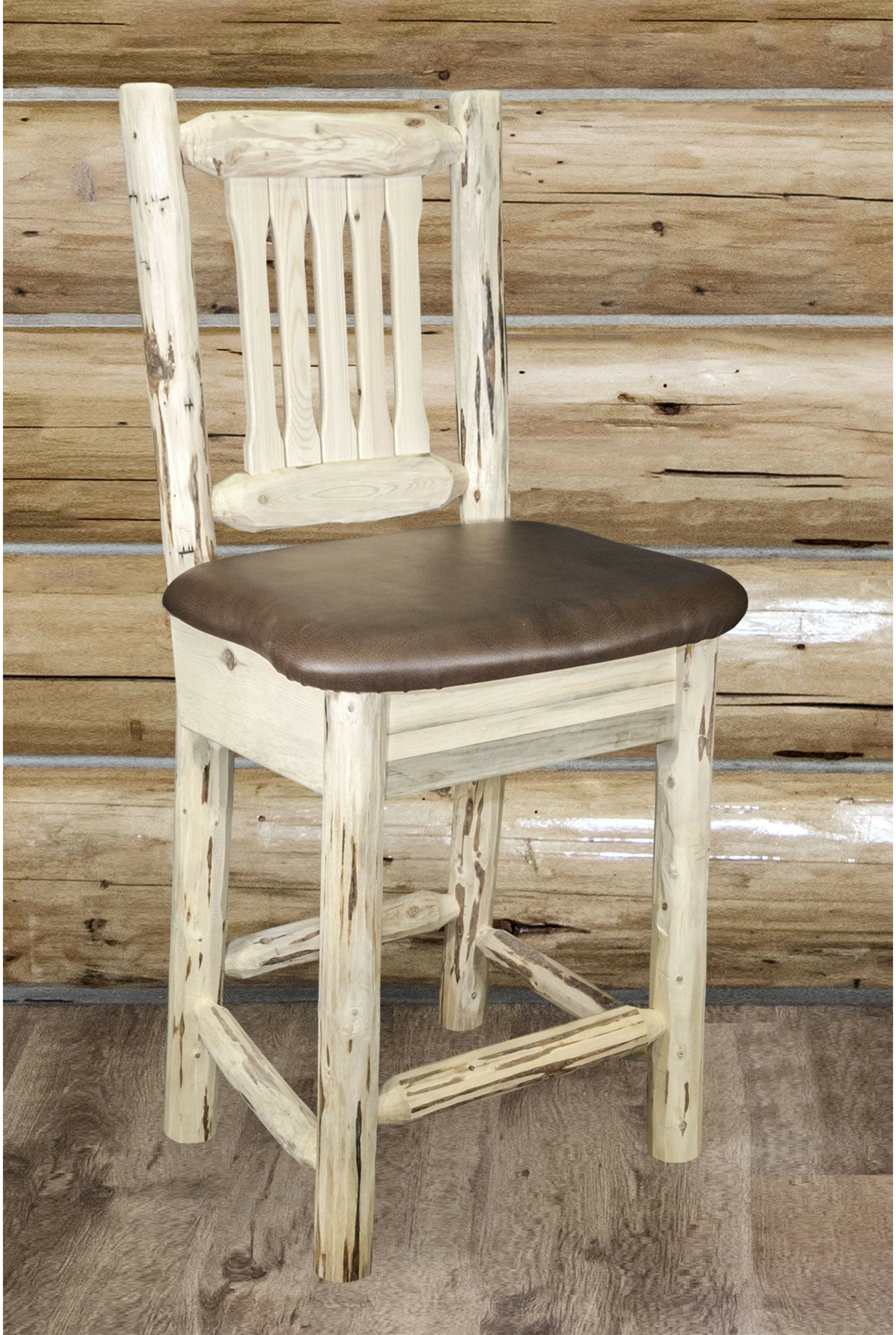 Montana Woodworks Montana Collection Counter Height Barstool with Back-Rustic Furniture Marketplace