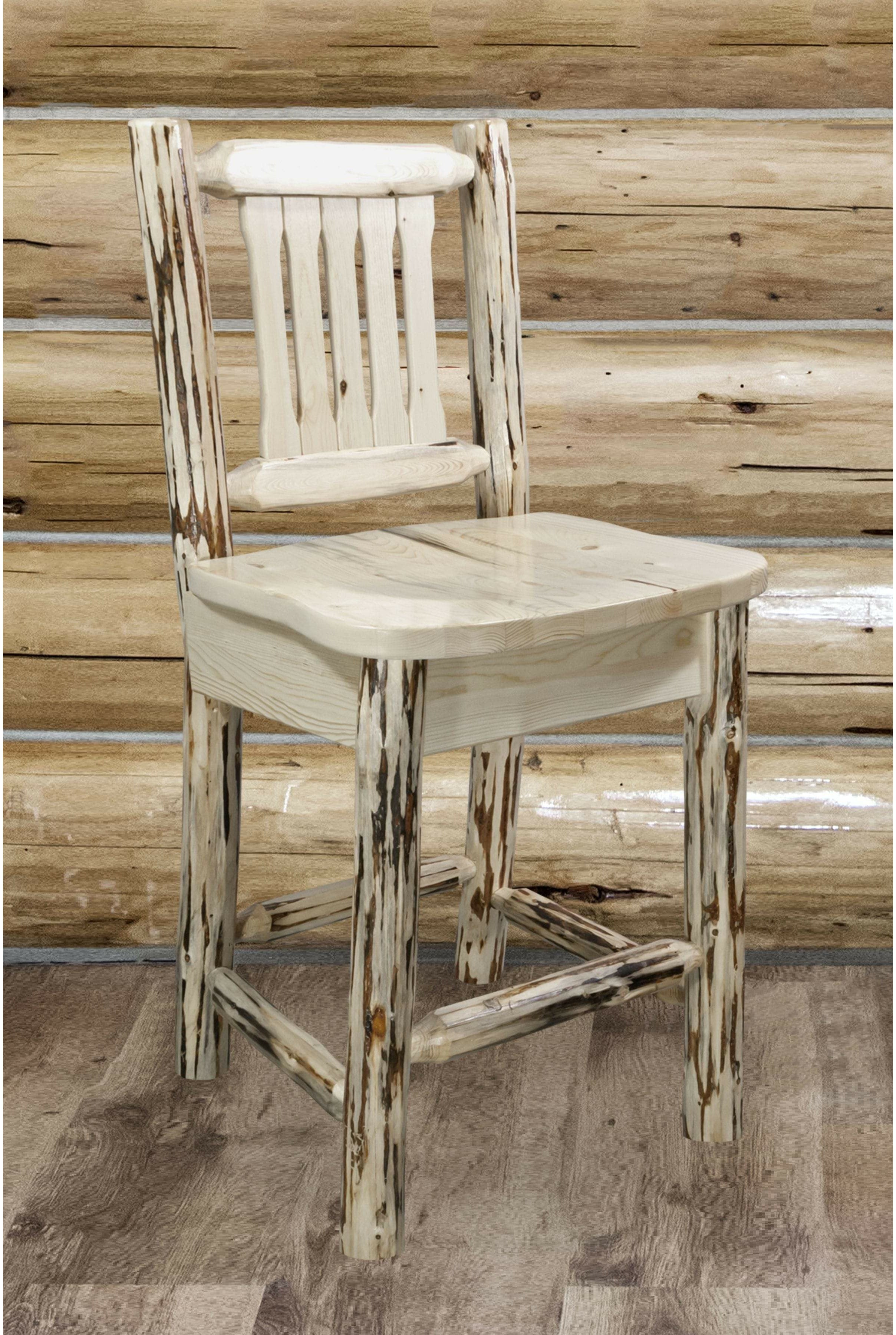 Montana Woodworks Montana Collection Counter Height Barstool with Back-Rustic Furniture Marketplace