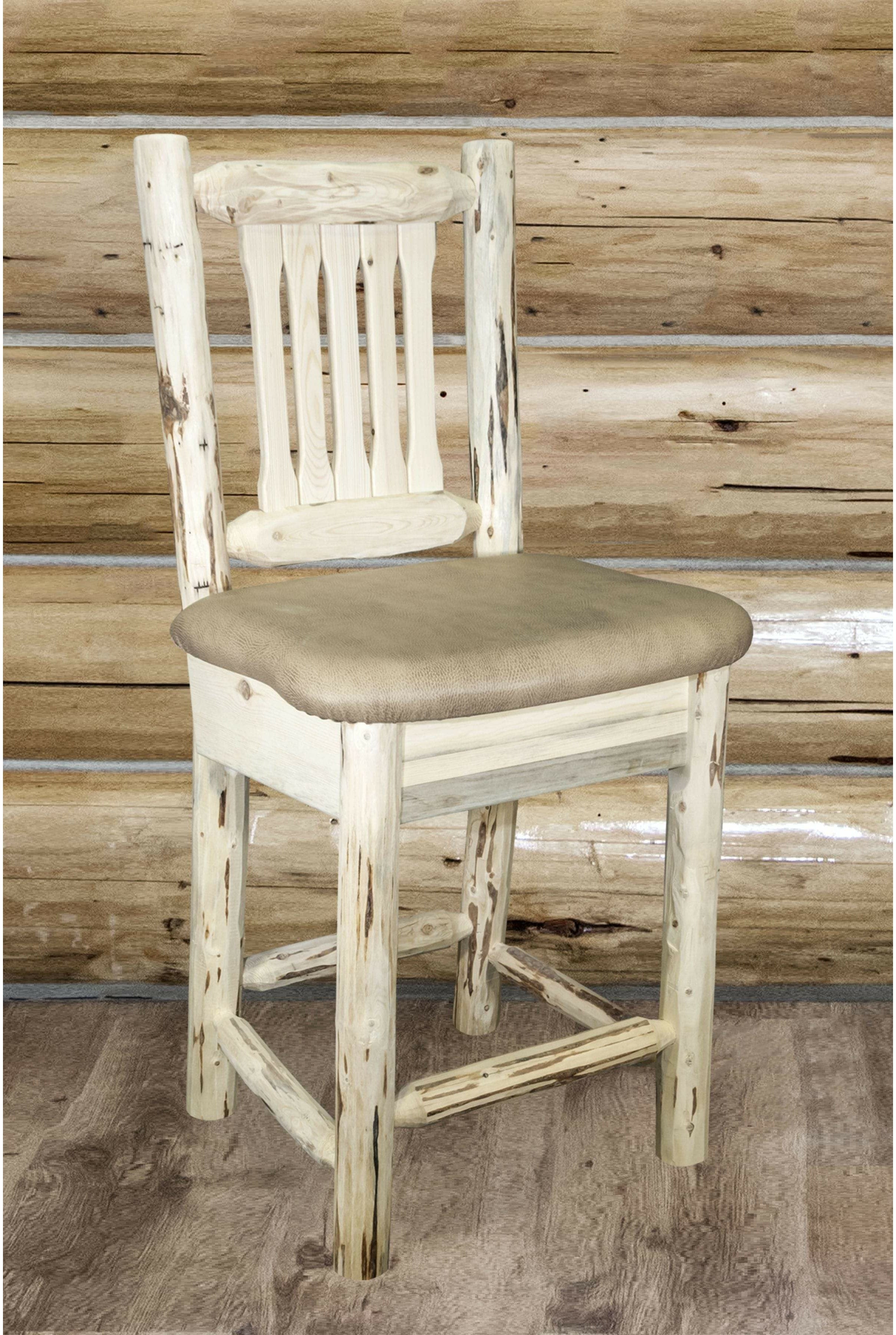 Montana Woodworks Montana Collection Counter Height Barstool with Back-Rustic Furniture Marketplace