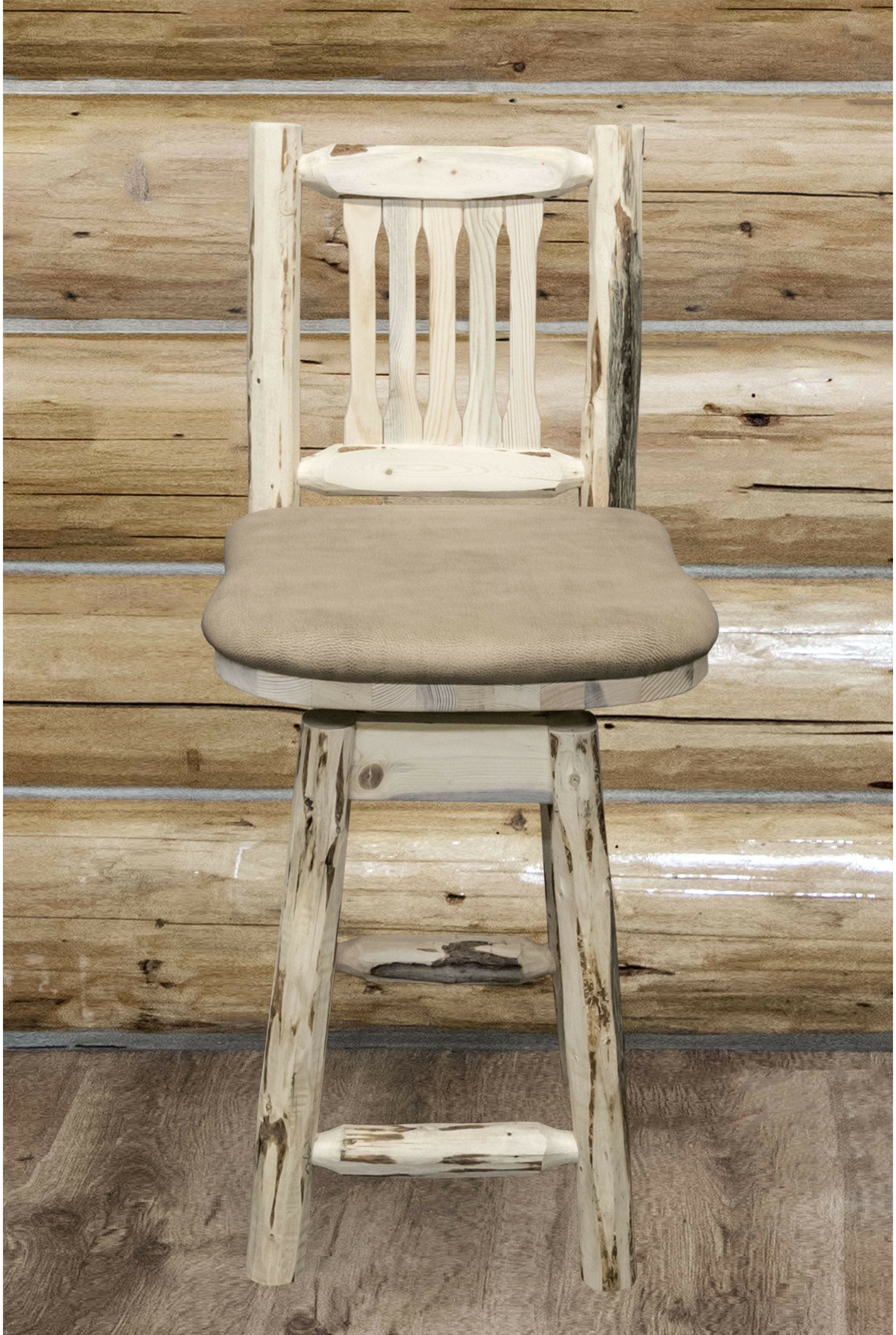 Montana Woodworks Montana Collection Counter Height Barstool with Back & Swivel-Rustic Furniture Marketplace