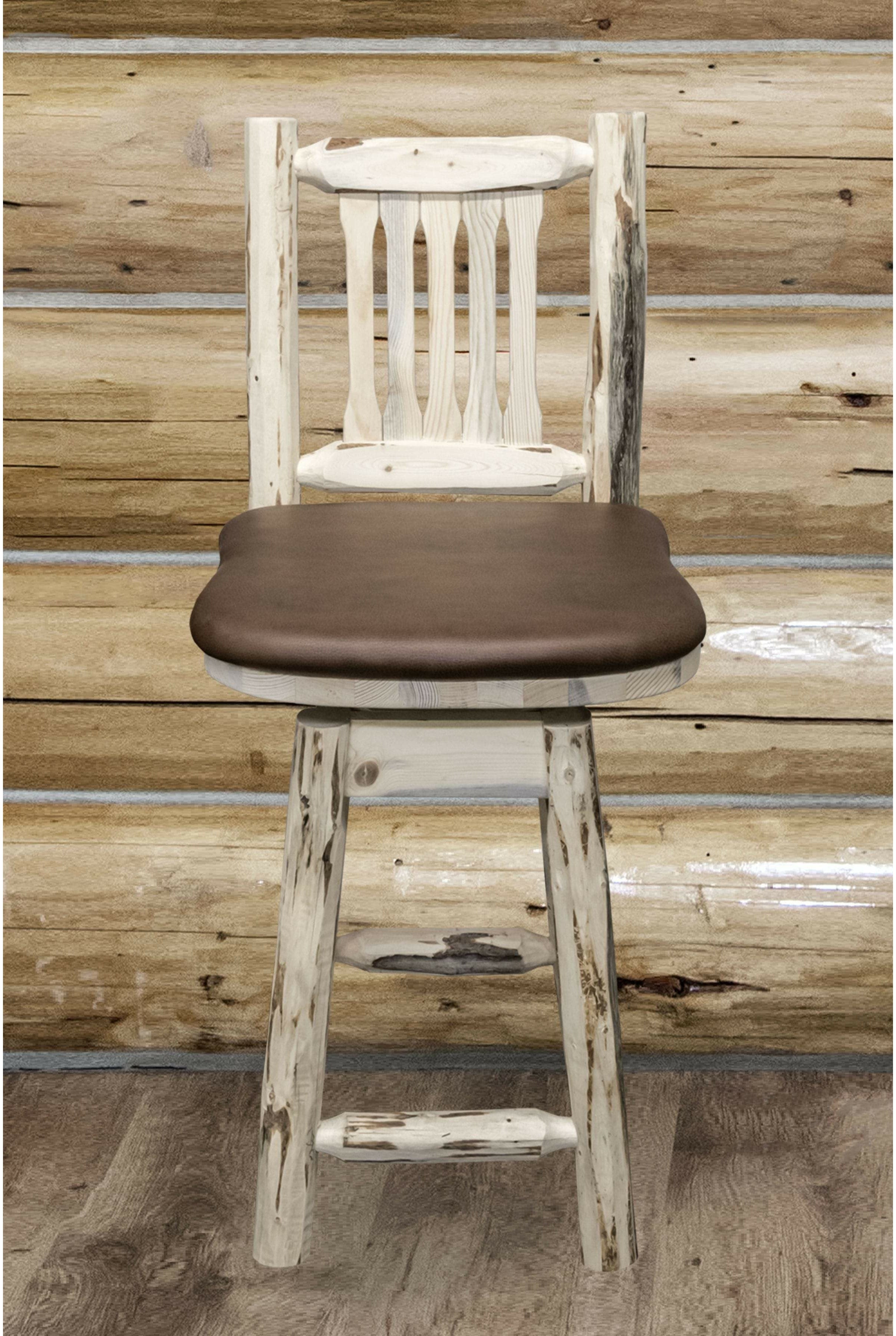 Montana Woodworks Montana Collection Counter Height Barstool with Back & Swivel-Rustic Furniture Marketplace