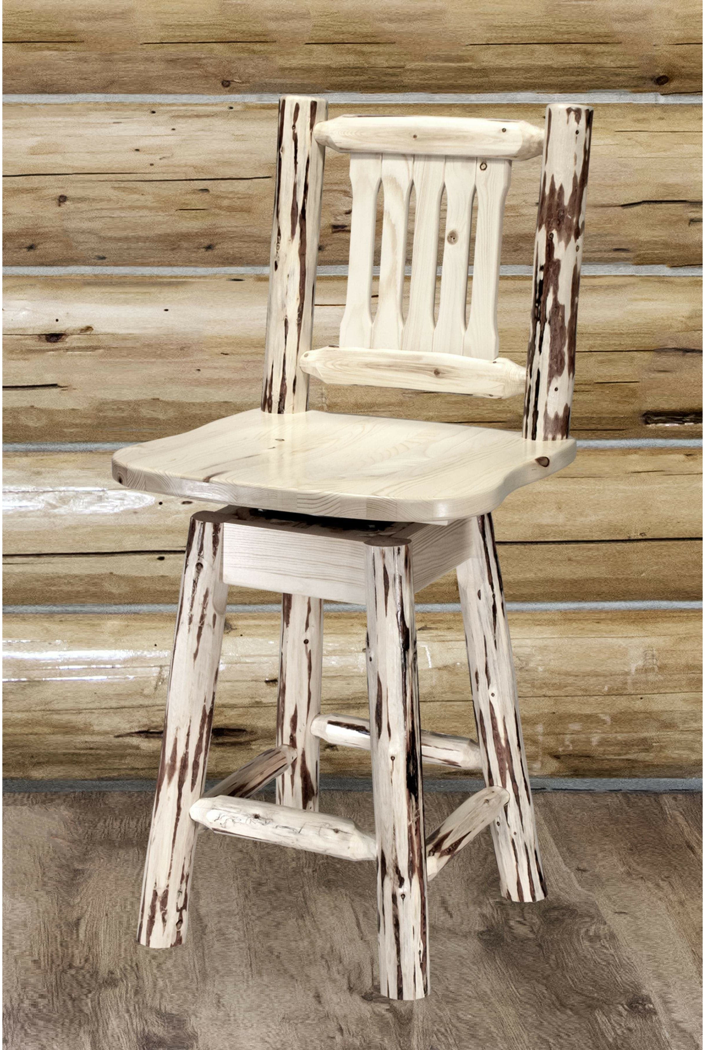 Montana Woodworks Montana Collection Counter Height Barstool with Back & Swivel-Rustic Furniture Marketplace