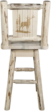 Montana Woodworks Montana Collection Counter Height Barstool with Back & Swivel and Laser Engraved Design - Ready to Finish-Rustic Furniture Marketplace
