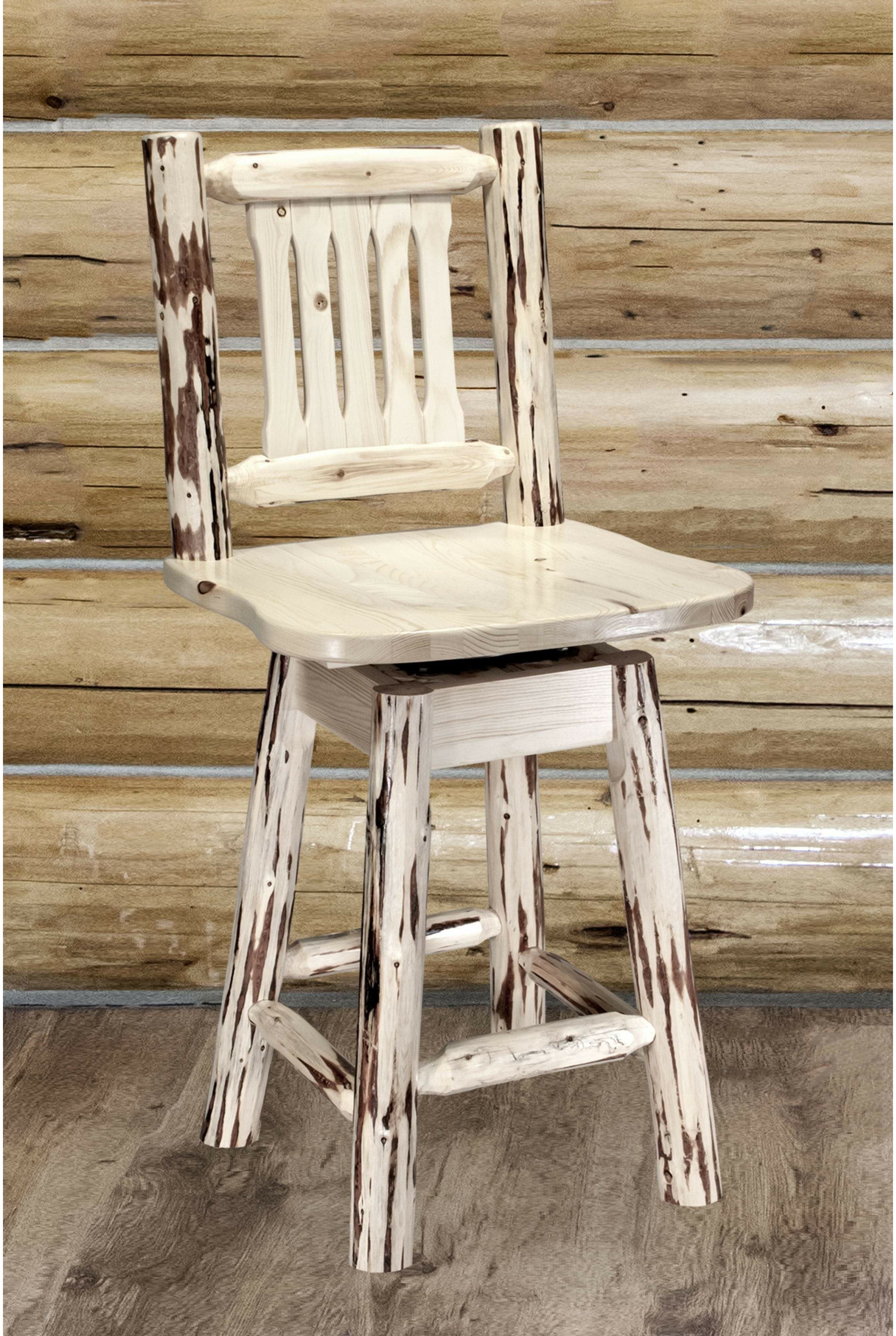 Montana Woodworks Montana Collection Counter Height Barstool with Back & Swivel-Rustic Furniture Marketplace