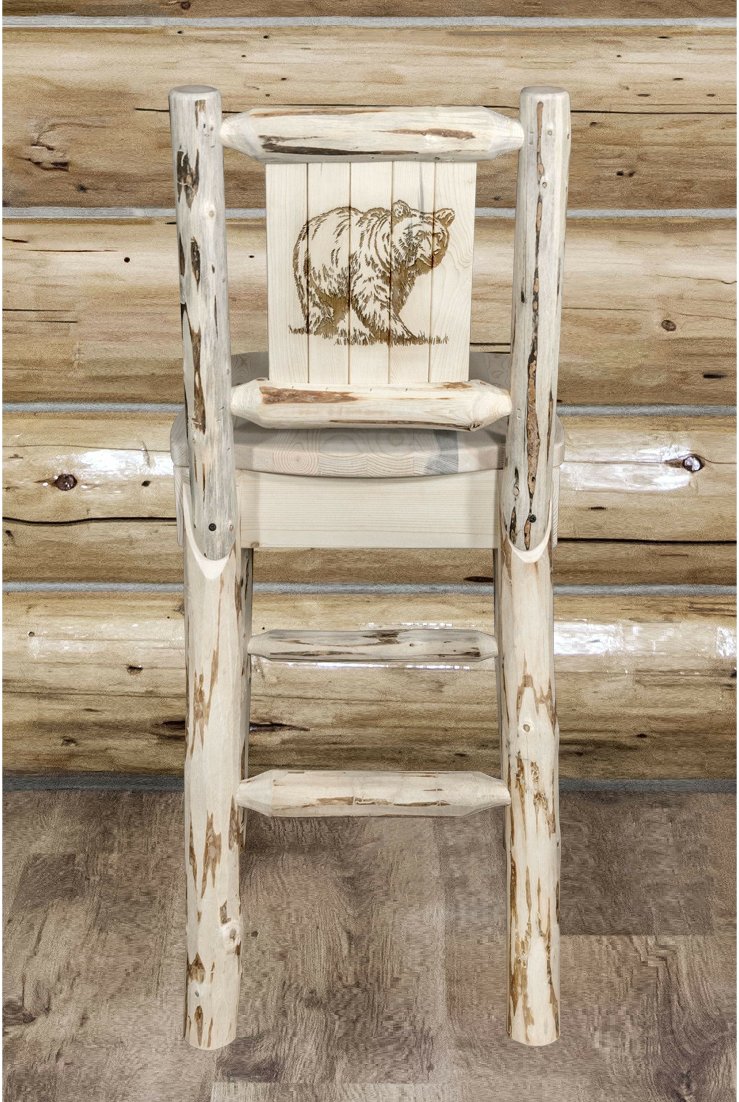 Montana Woodworks Montana Collection Counter Height Barstool with Laser Engraved Design - Clear Lacquer Finish-Rustic Furniture Marketplace