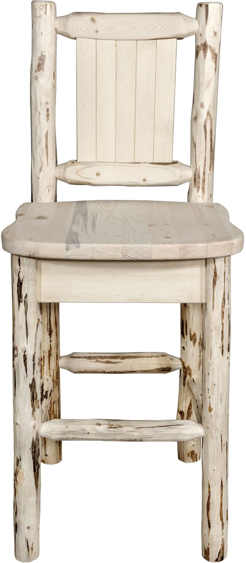 Montana Woodworks Montana Collection Counter Height Barstool with Laser Engraved Design - Clear Lacquer Finish-Rustic Furniture Marketplace