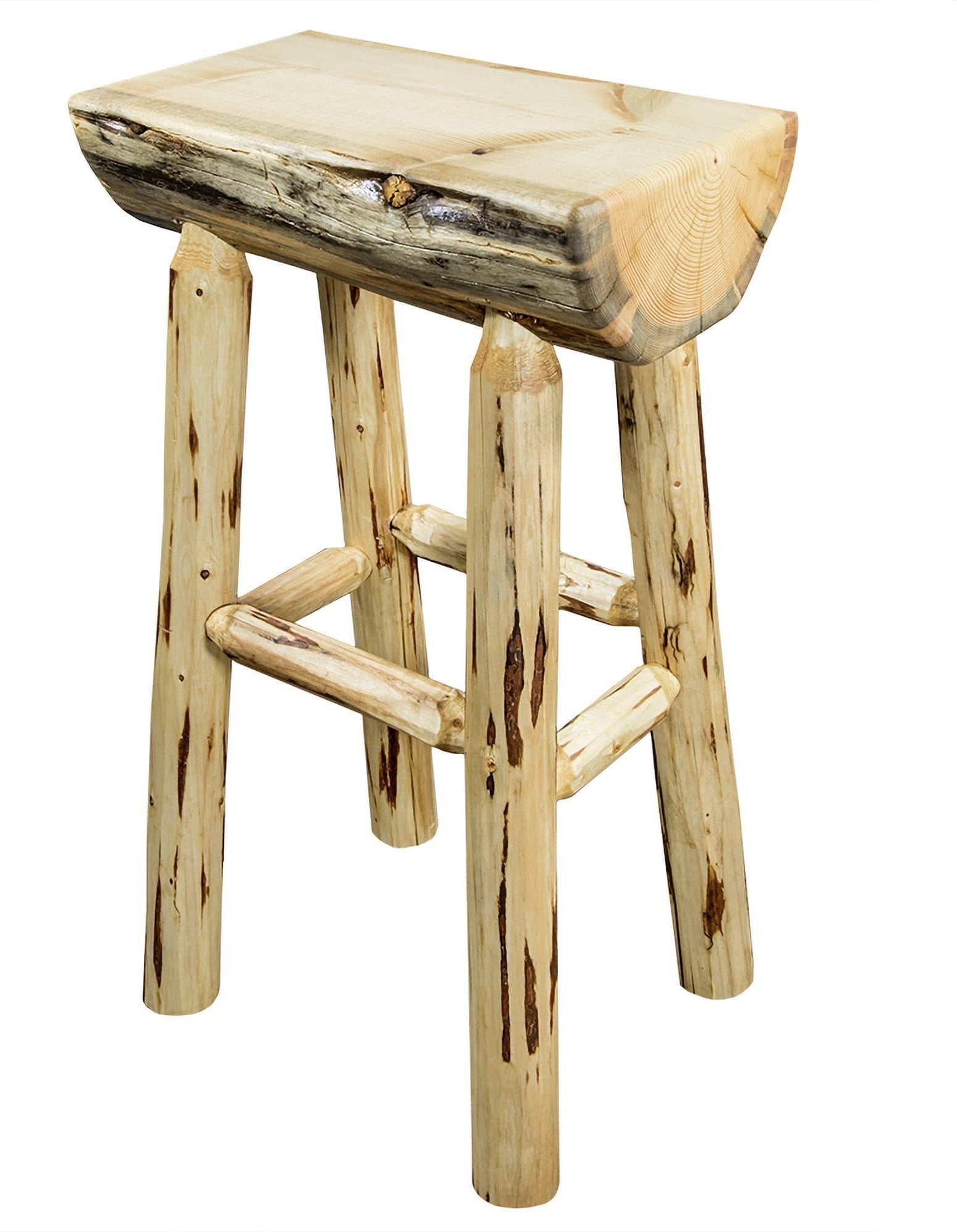 Montana Woodworks Montana Collection Counter Height Half Log Barstool-Rustic Furniture Marketplace