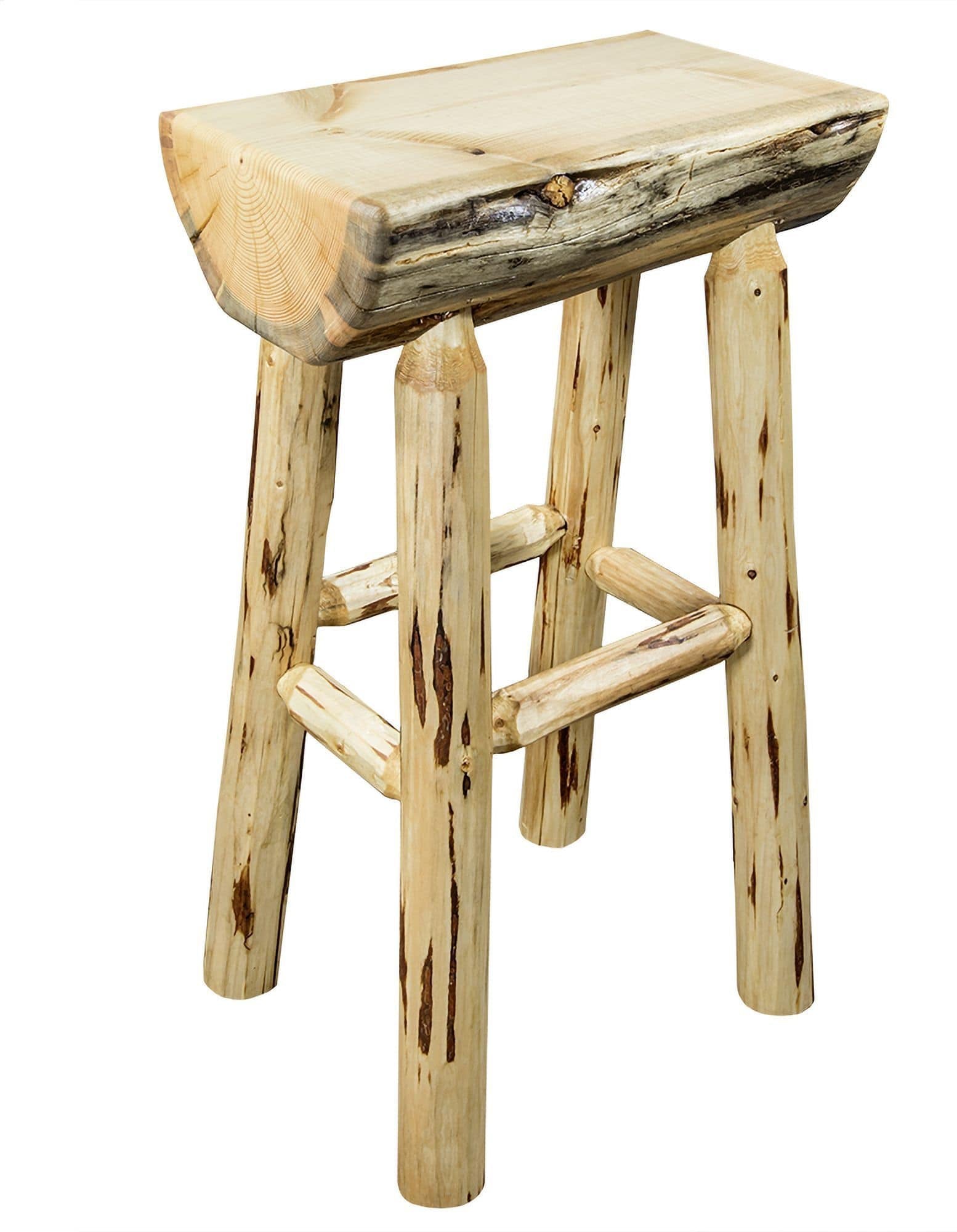 Montana Woodworks Montana Collection Half Log Barstool-Rustic Furniture Marketplace