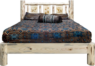 Montana Woodworks Montana Collection Queen Platform Bed with Laser Engraved Design - Ready to Finish-Rustic Furniture Marketplace