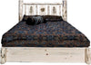 Montana Woodworks Montana Collection Queen Storage Platform Bed with Laser Engraved Design - Clear Lacquer Finish-Rustic Furniture Marketplace