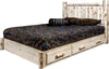 Montana Woodworks Montana Collection Queen Storage Platform Bed with Laser Engraved Design - Clear Lacquer Finish-Rustic Furniture Marketplace