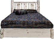 Montana Woodworks Montana Collection Queen Storage Platform Bed with Laser Engraved Design - Ready to Finish-Rustic Furniture Marketplace