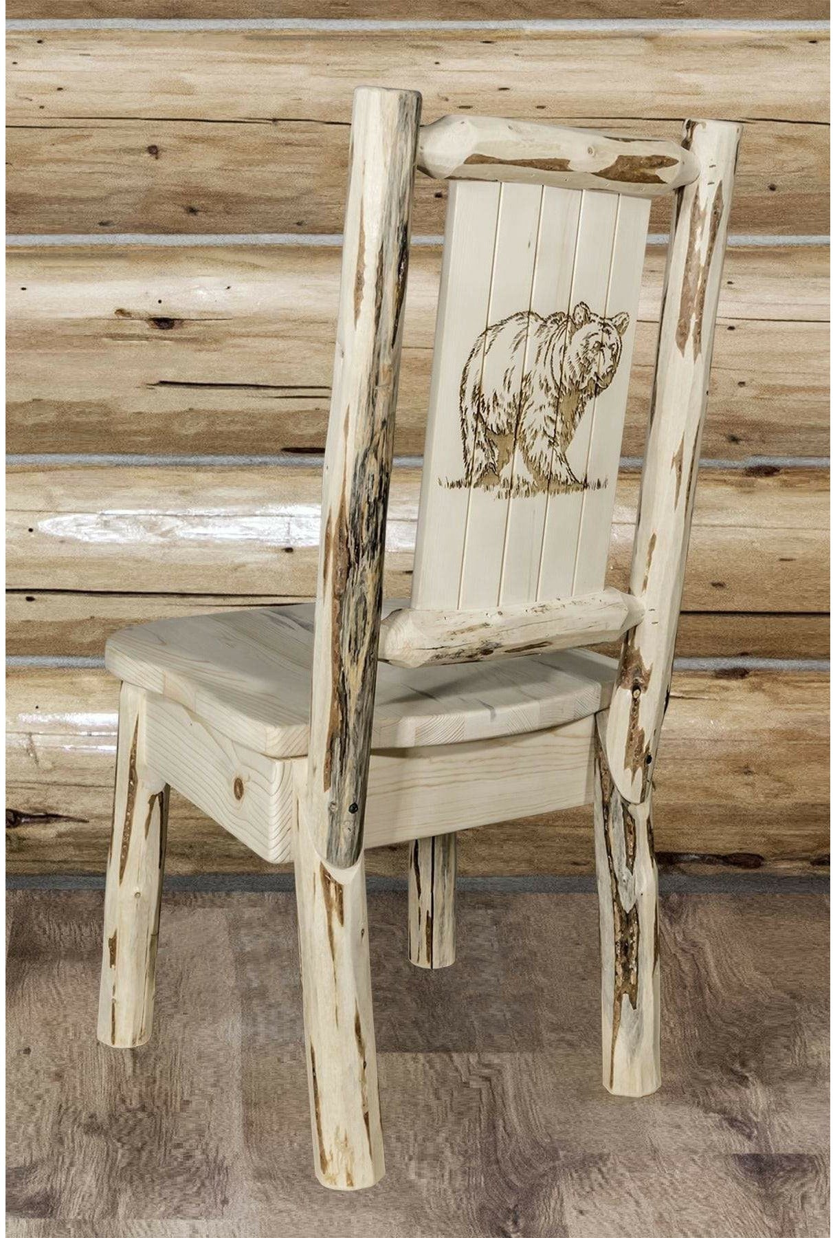 Montana Woodworks Montana Collection Side Chair with Laser Engraved Design - Clear Lacquer Finish-Rustic Furniture Marketplace