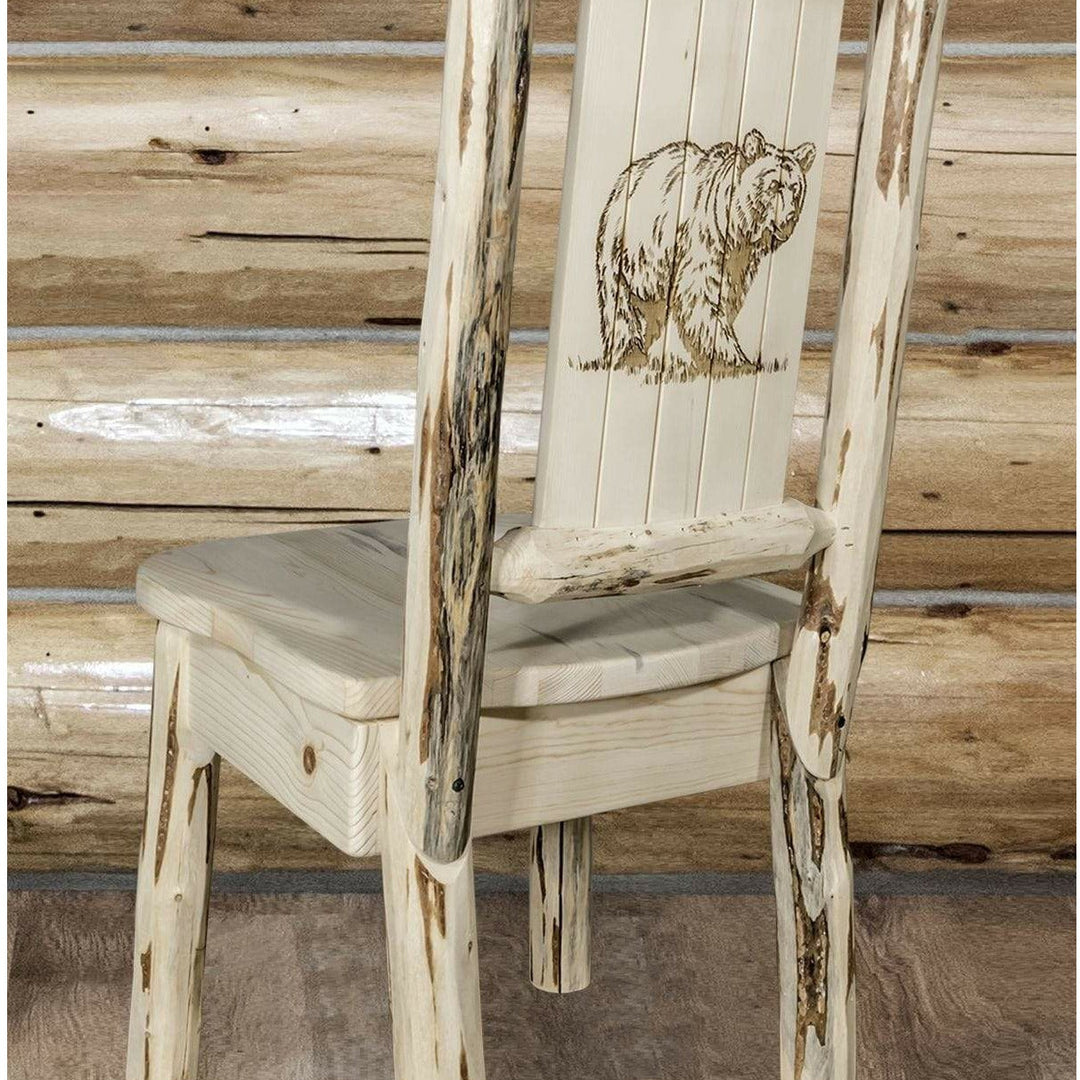 Montana Woodworks Montana Collection Side Chair with Laser Engraved Design - Clear Lacquer Finish-Rustic Furniture Marketplace