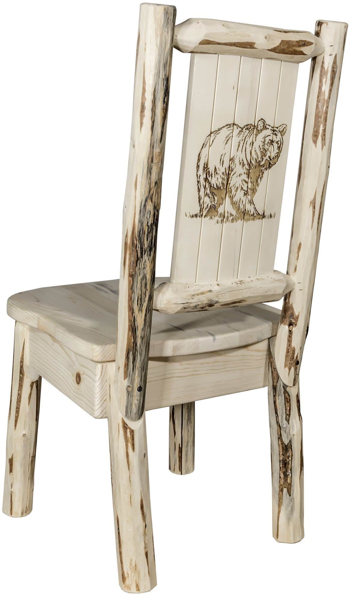 Montana Woodworks Montana Collection Side Chair with Laser Engraved Design - Clear Lacquer Finish-Rustic Furniture Marketplace