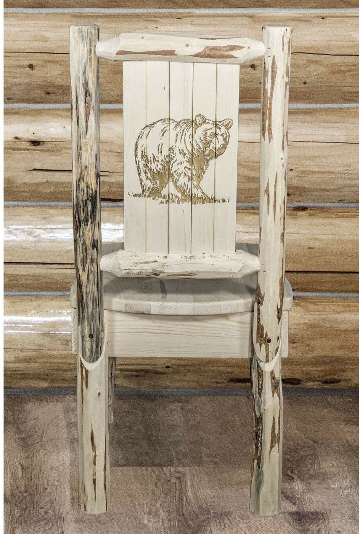 Montana Woodworks Montana Collection Side Chair with Laser Engraved Design - Clear Lacquer Finish-Rustic Furniture Marketplace