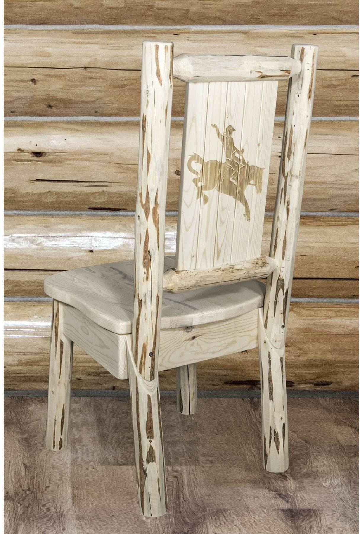 Montana Woodworks Montana Collection Side Chair with Laser Engraved Design - Clear Lacquer Finish-Rustic Furniture Marketplace