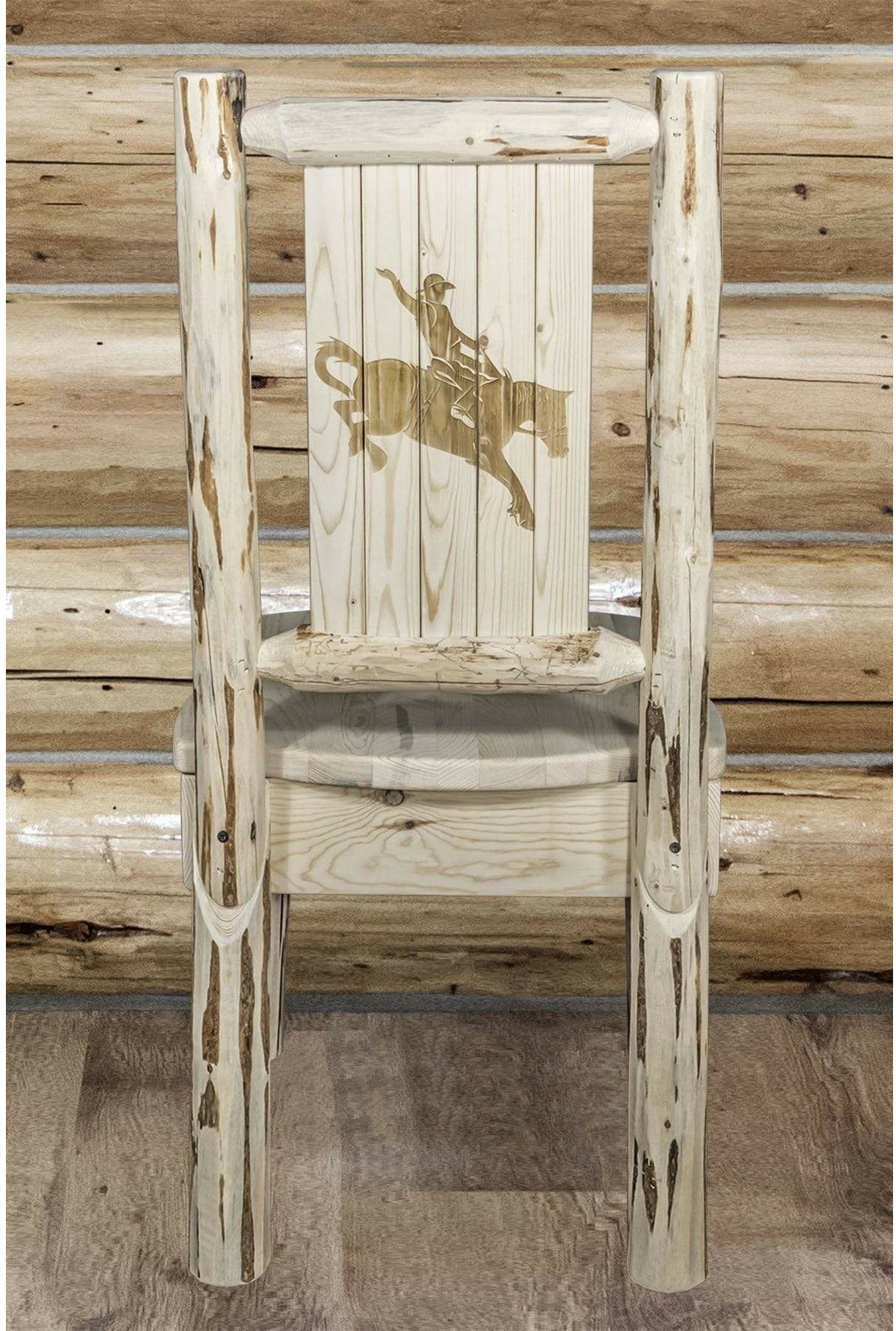 Montana Woodworks Montana Collection Side Chair with Laser Engraved Design - Clear Lacquer Finish-Rustic Furniture Marketplace