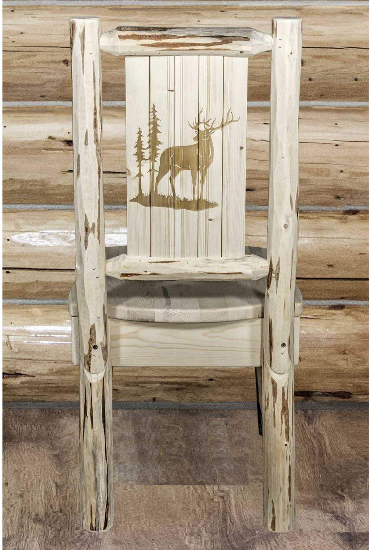 Montana Woodworks Montana Collection Side Chair with Laser Engraved Design - Clear Lacquer Finish-Rustic Furniture Marketplace