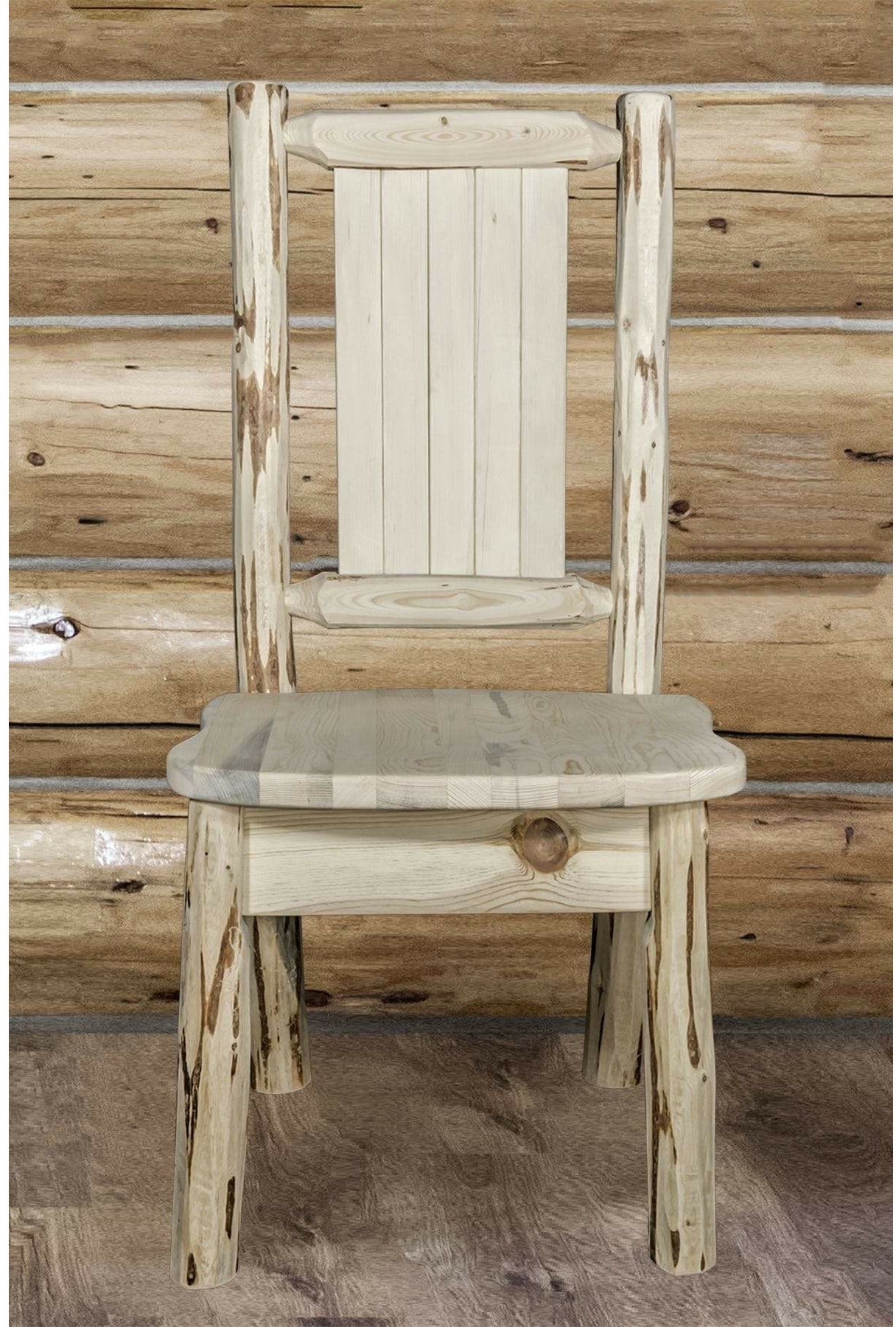 Montana Woodworks Montana Collection Side Chair with Laser Engraved Design - Clear Lacquer Finish-Rustic Furniture Marketplace