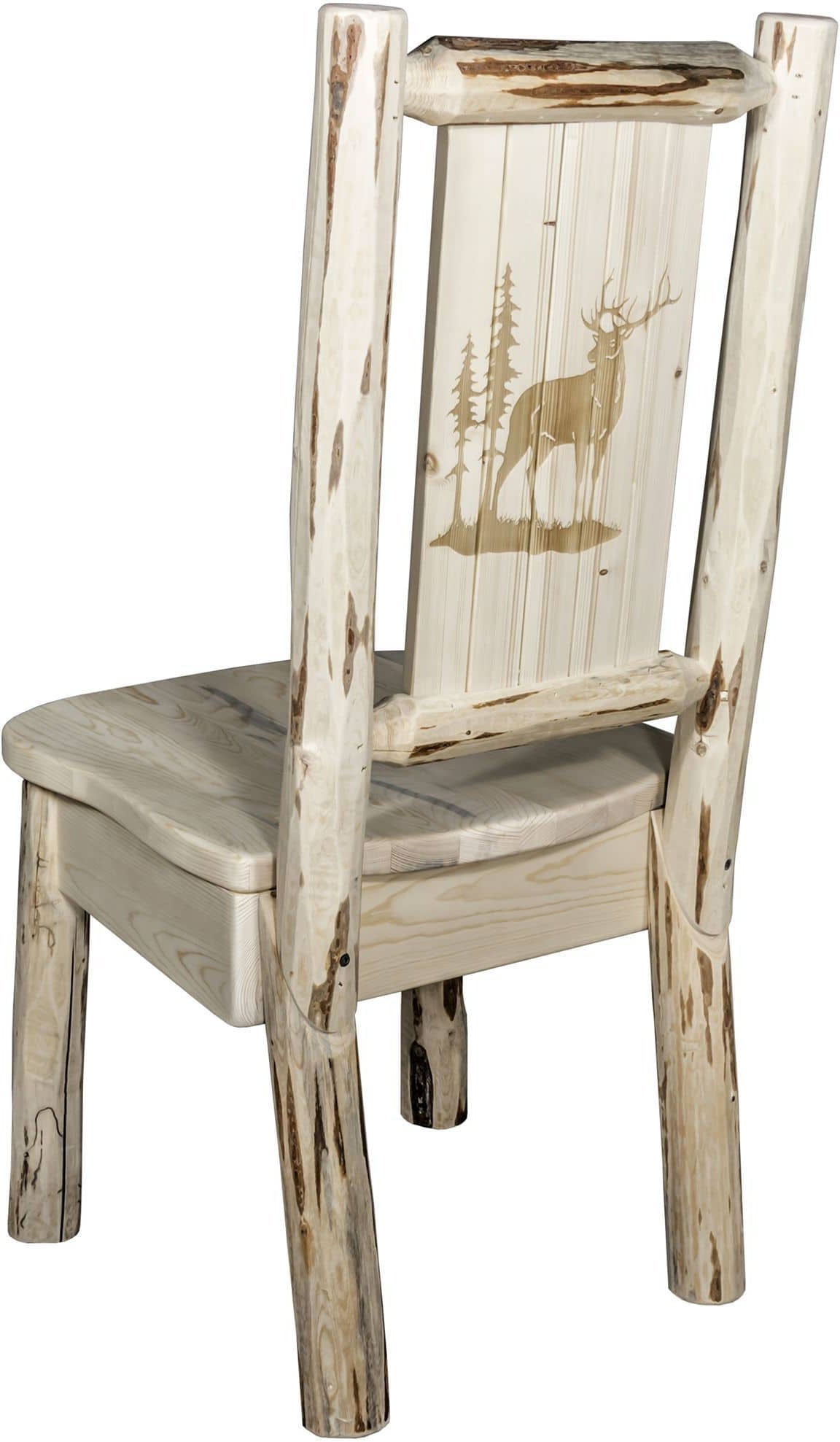 Montana Woodworks Montana Collection Side Chair with Laser Engraved Design - Clear Lacquer Finish-Rustic Furniture Marketplace