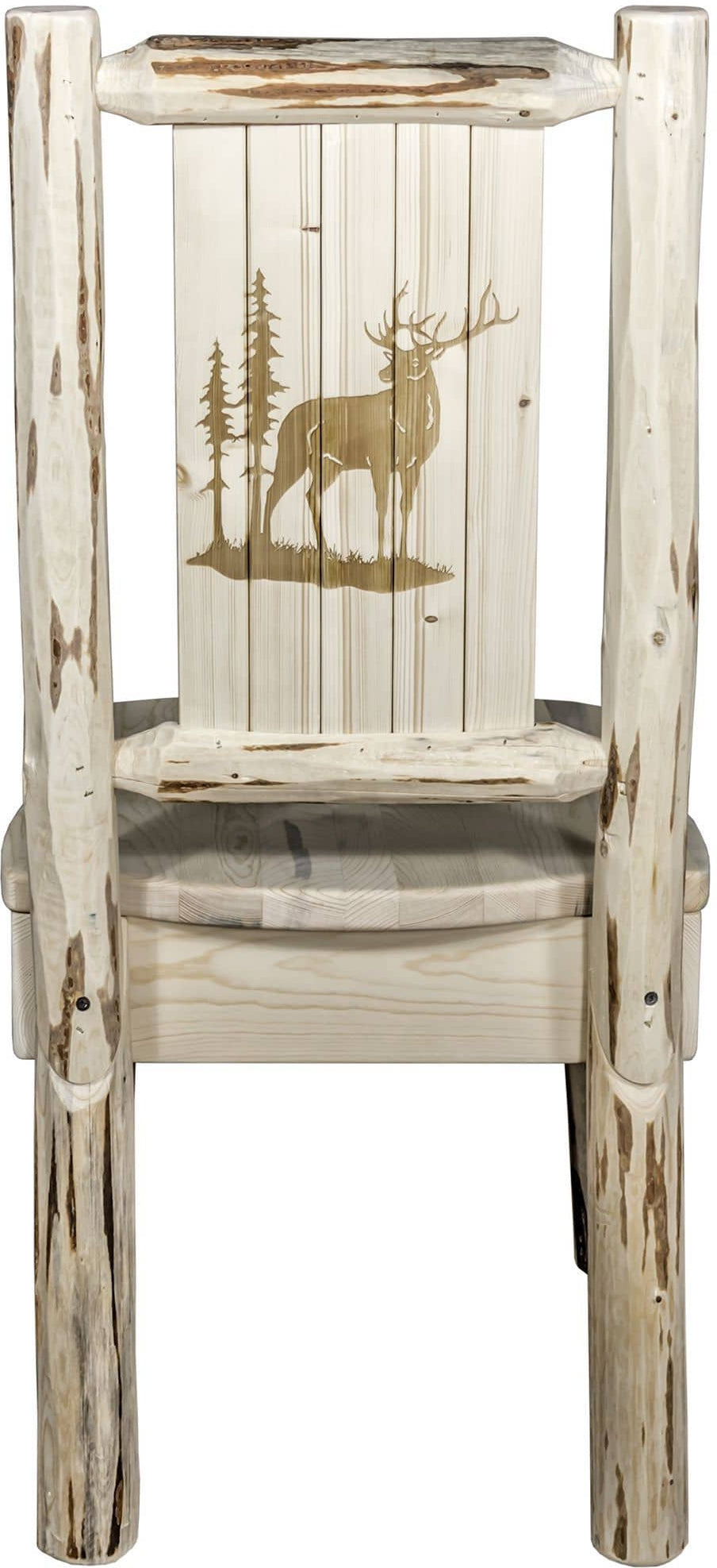 Montana Woodworks Montana Collection Side Chair with Laser Engraved Design - Clear Lacquer Finish-Rustic Furniture Marketplace