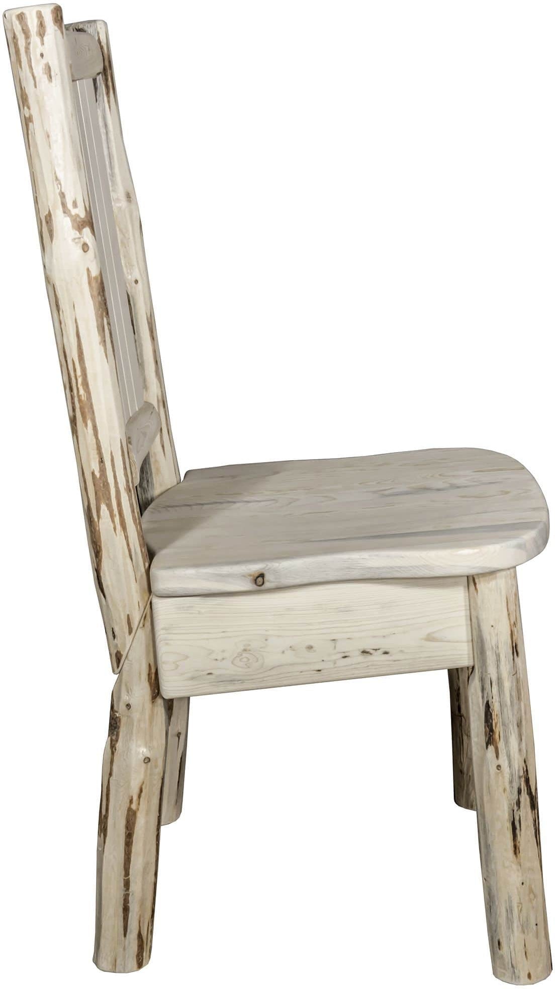 Montana Woodworks Montana Collection Side Chair with Laser Engraved Design - Clear Lacquer Finish-Rustic Furniture Marketplace