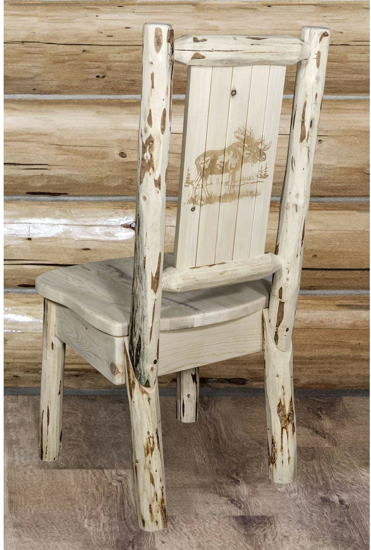 Montana Woodworks Montana Collection Side Chair with Laser Engraved Design - Clear Lacquer Finish-Rustic Furniture Marketplace