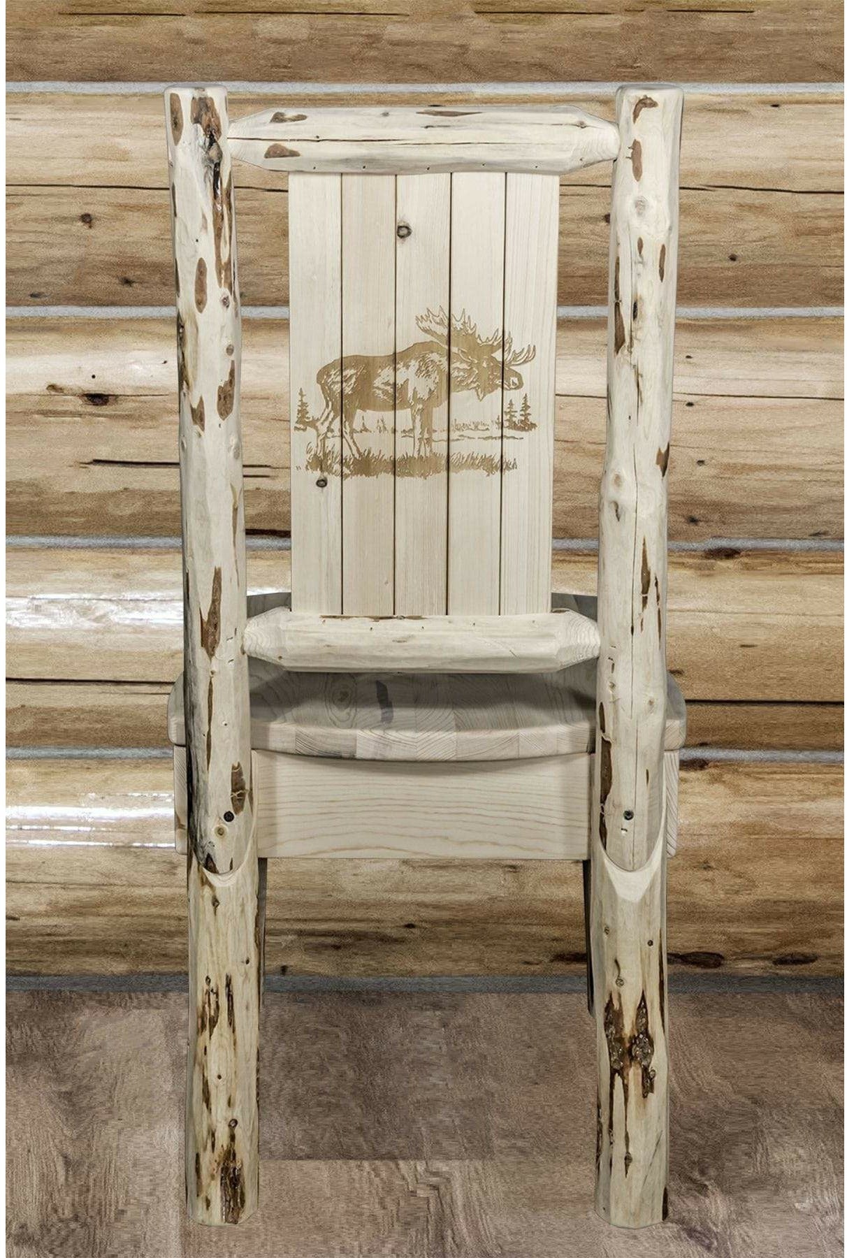 Montana Woodworks Montana Collection Side Chair with Laser Engraved Design - Clear Lacquer Finish-Rustic Furniture Marketplace