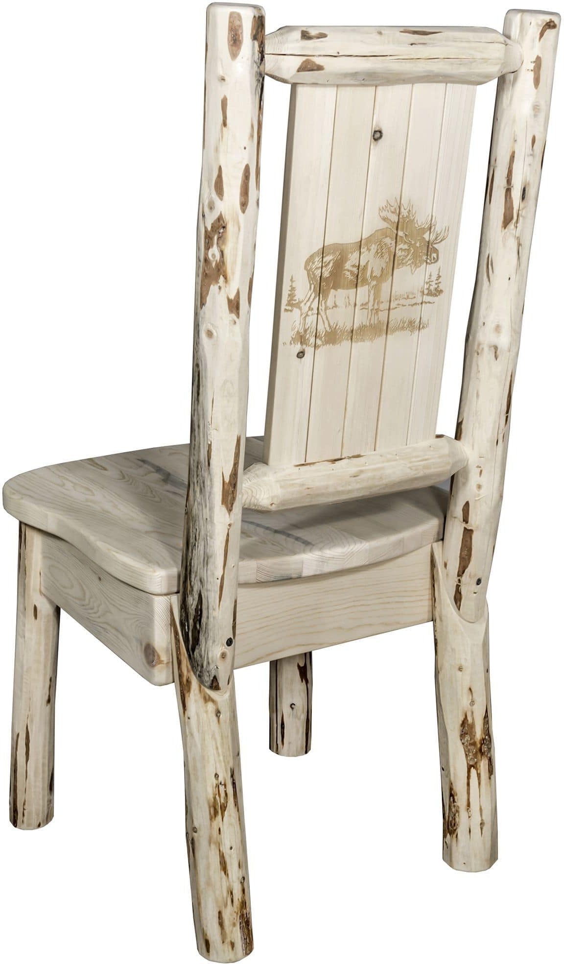 Montana Woodworks Montana Collection Side Chair with Laser Engraved Design - Clear Lacquer Finish-Rustic Furniture Marketplace