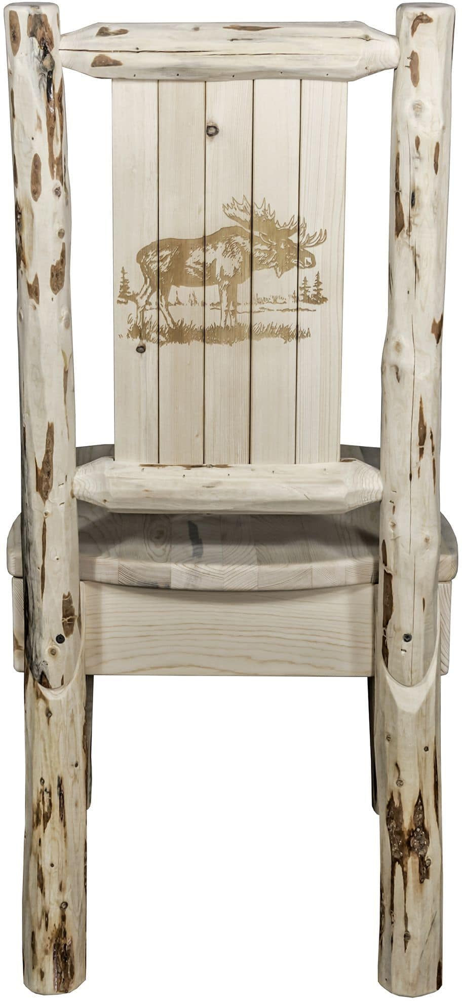 Montana Woodworks Montana Collection Side Chair with Laser Engraved Design - Clear Lacquer Finish-Rustic Furniture Marketplace