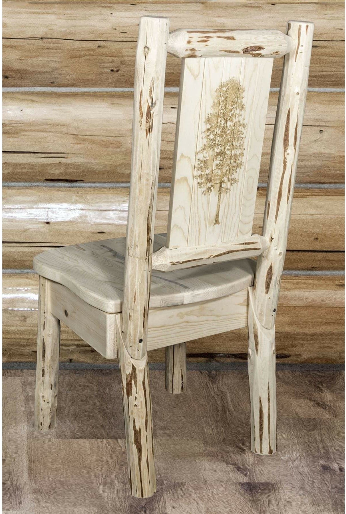 Montana Woodworks Montana Collection Side Chair with Laser Engraved Design - Clear Lacquer Finish-Rustic Furniture Marketplace