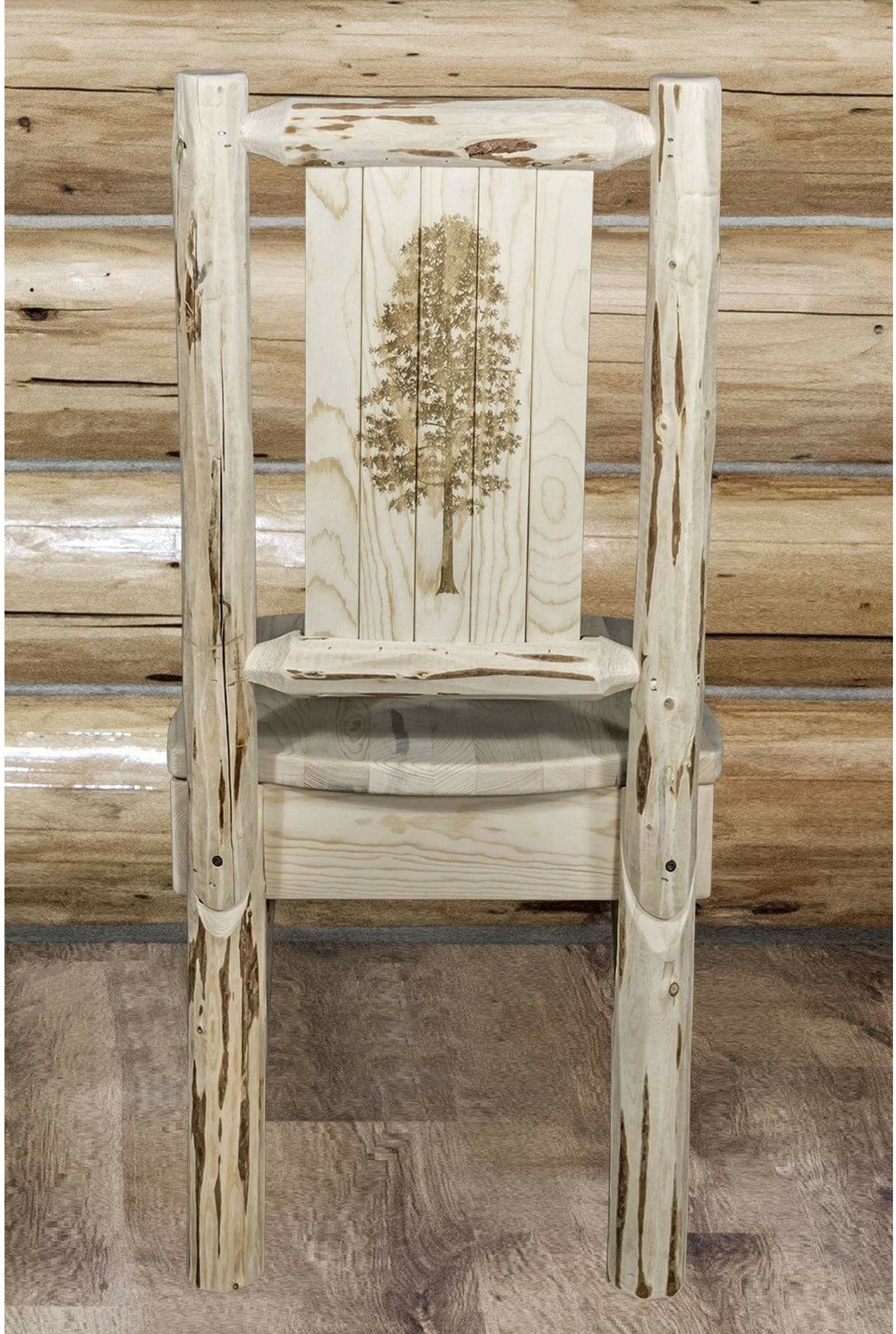 Montana Woodworks Montana Collection Side Chair with Laser Engraved Design - Clear Lacquer Finish-Rustic Furniture Marketplace