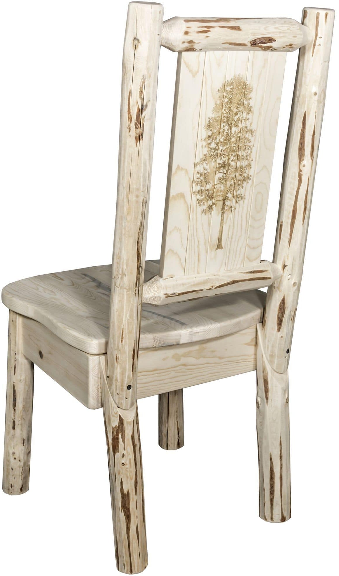 Montana Woodworks Montana Collection Side Chair with Laser Engraved Design - Clear Lacquer Finish-Rustic Furniture Marketplace