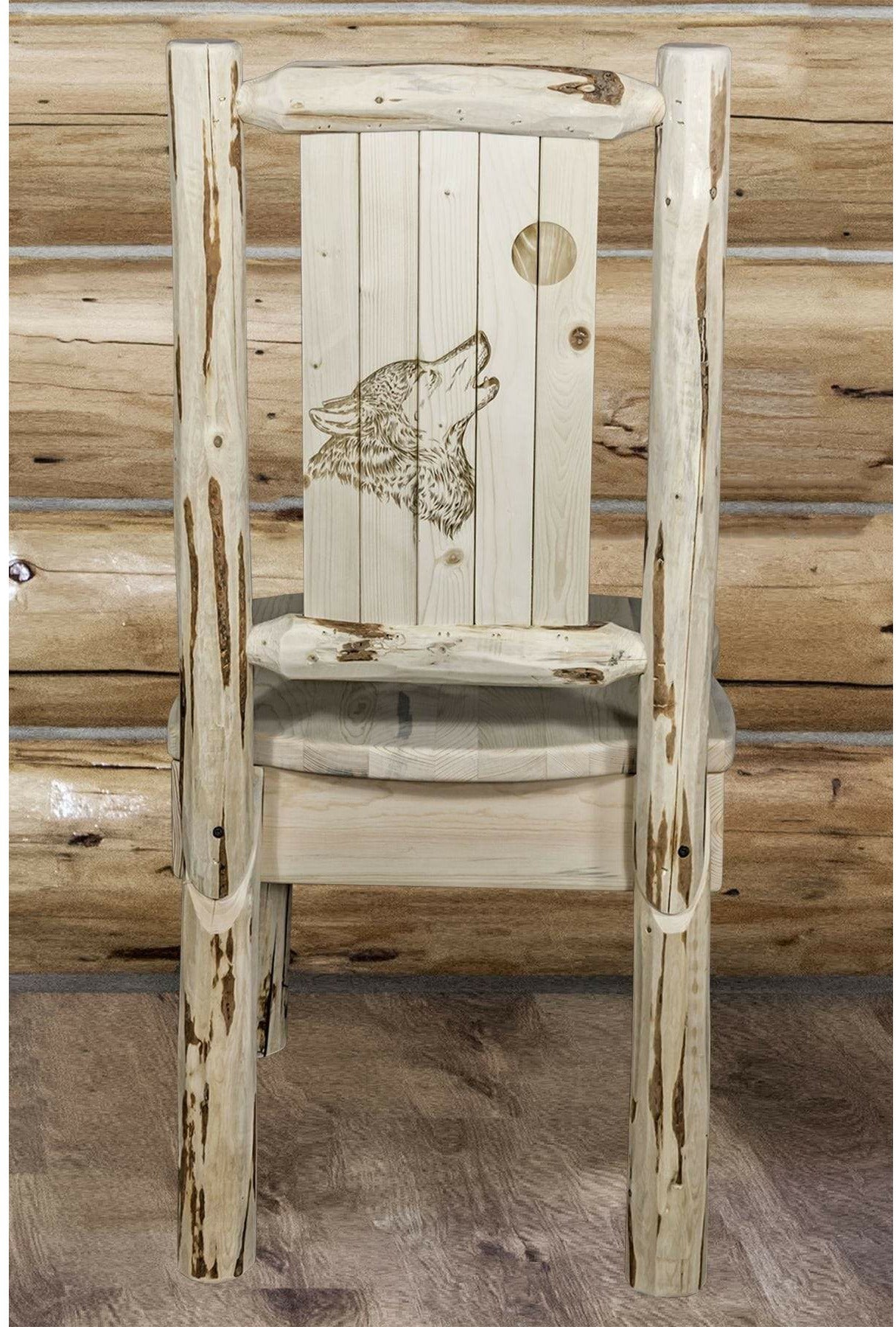 Montana Woodworks Montana Collection Side Chair with Laser Engraved Design - Clear Lacquer Finish-Rustic Furniture Marketplace