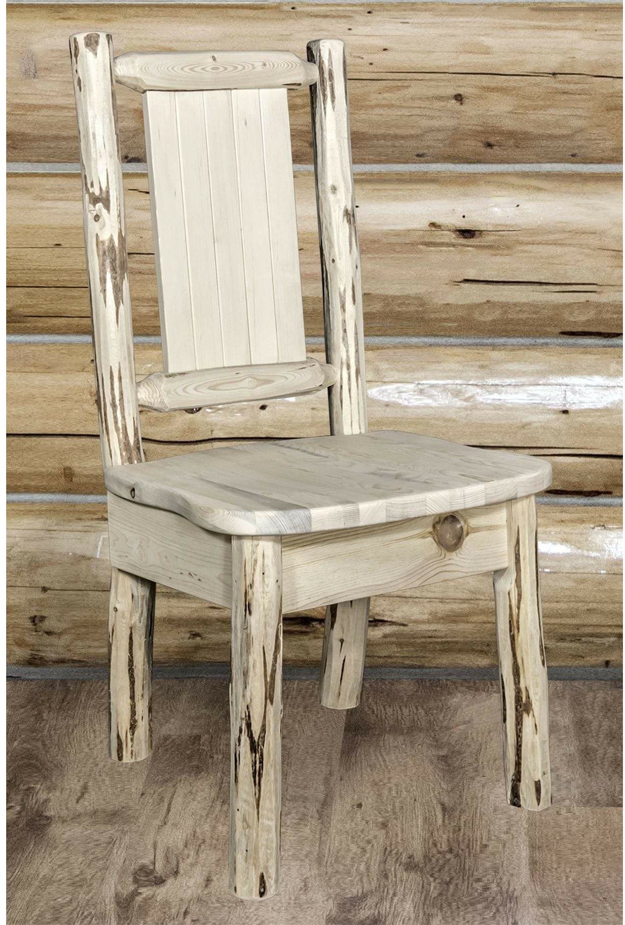 Montana Woodworks Montana Collection Side Chair with Laser Engraved Design - Clear Lacquer Finish-Rustic Furniture Marketplace