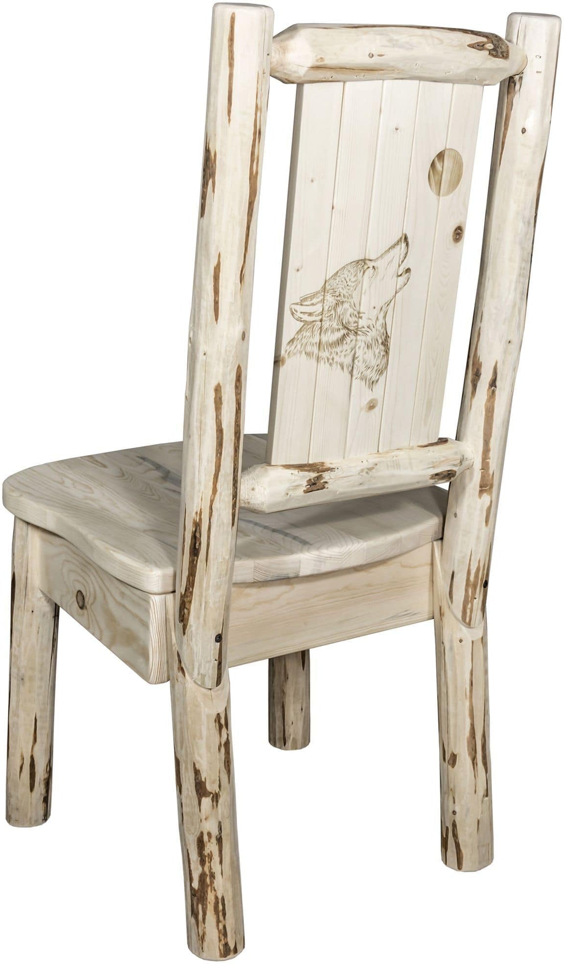 Montana Woodworks Montana Collection Side Chair with Laser Engraved Design - Clear Lacquer Finish-Rustic Furniture Marketplace