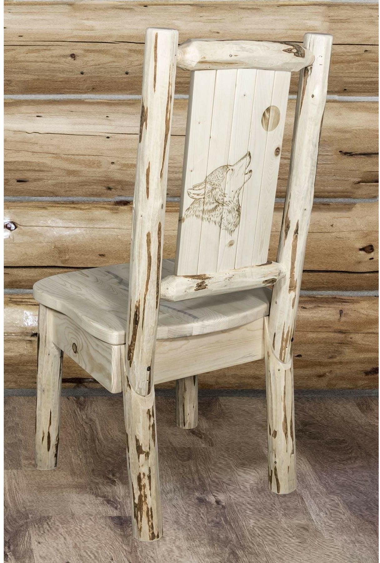 Montana Woodworks Montana Collection Side Chair with Laser Engraved Design - Clear Lacquer Finish-Rustic Furniture Marketplace